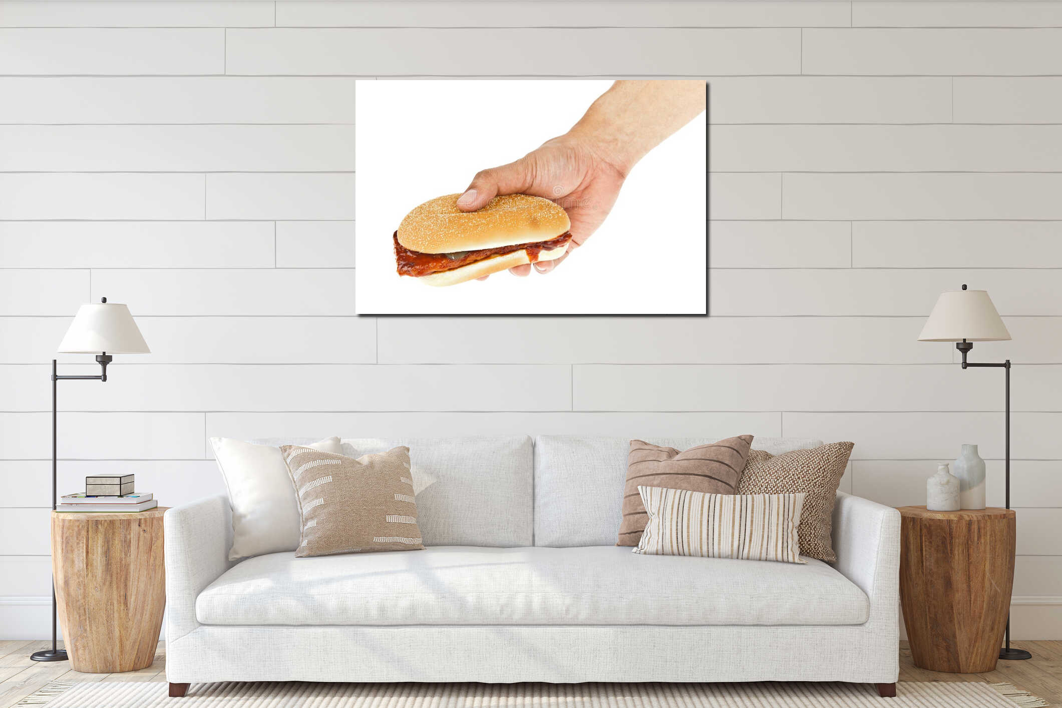 Canvas hanging interior mockup