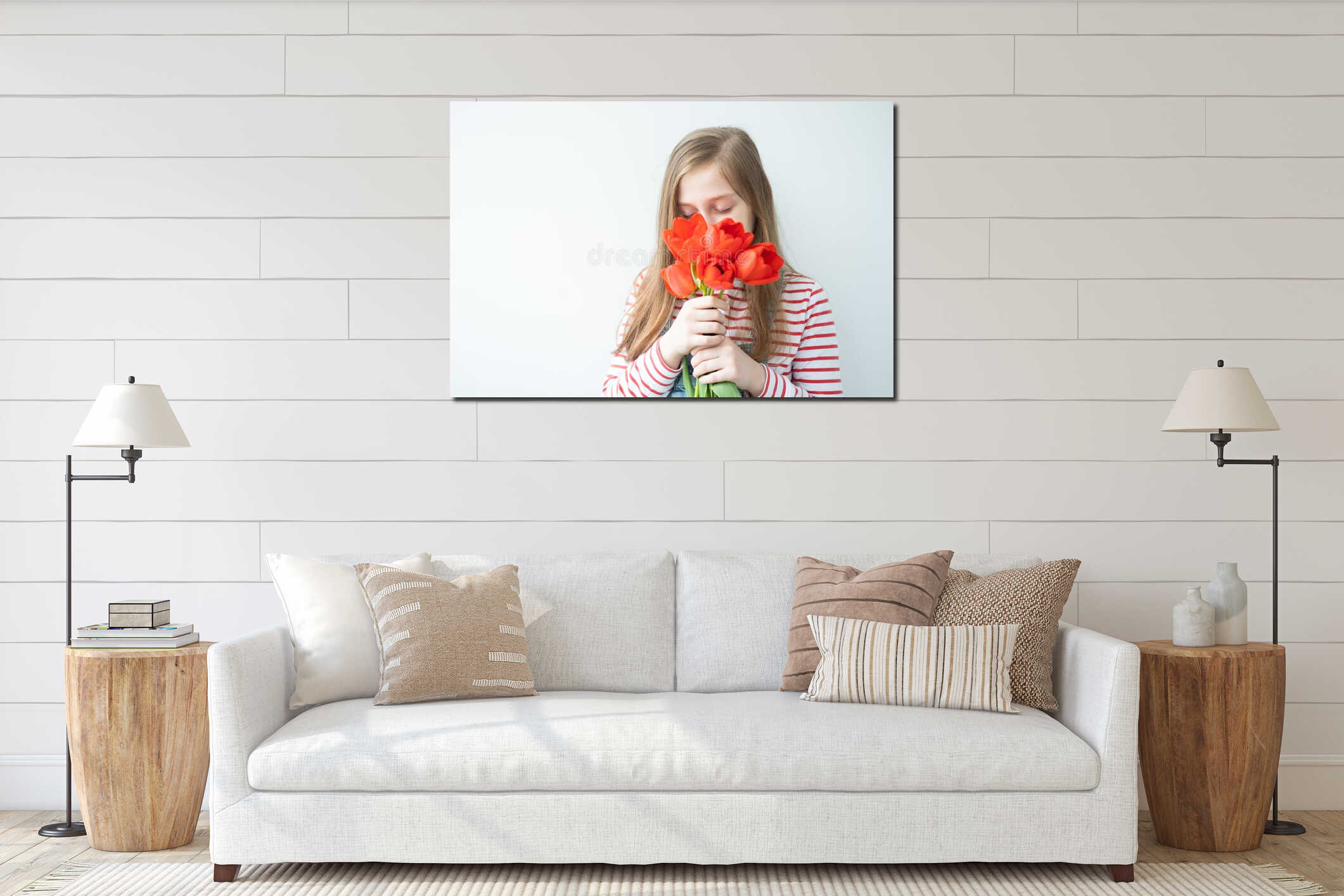 Canvas hanging interior mockup