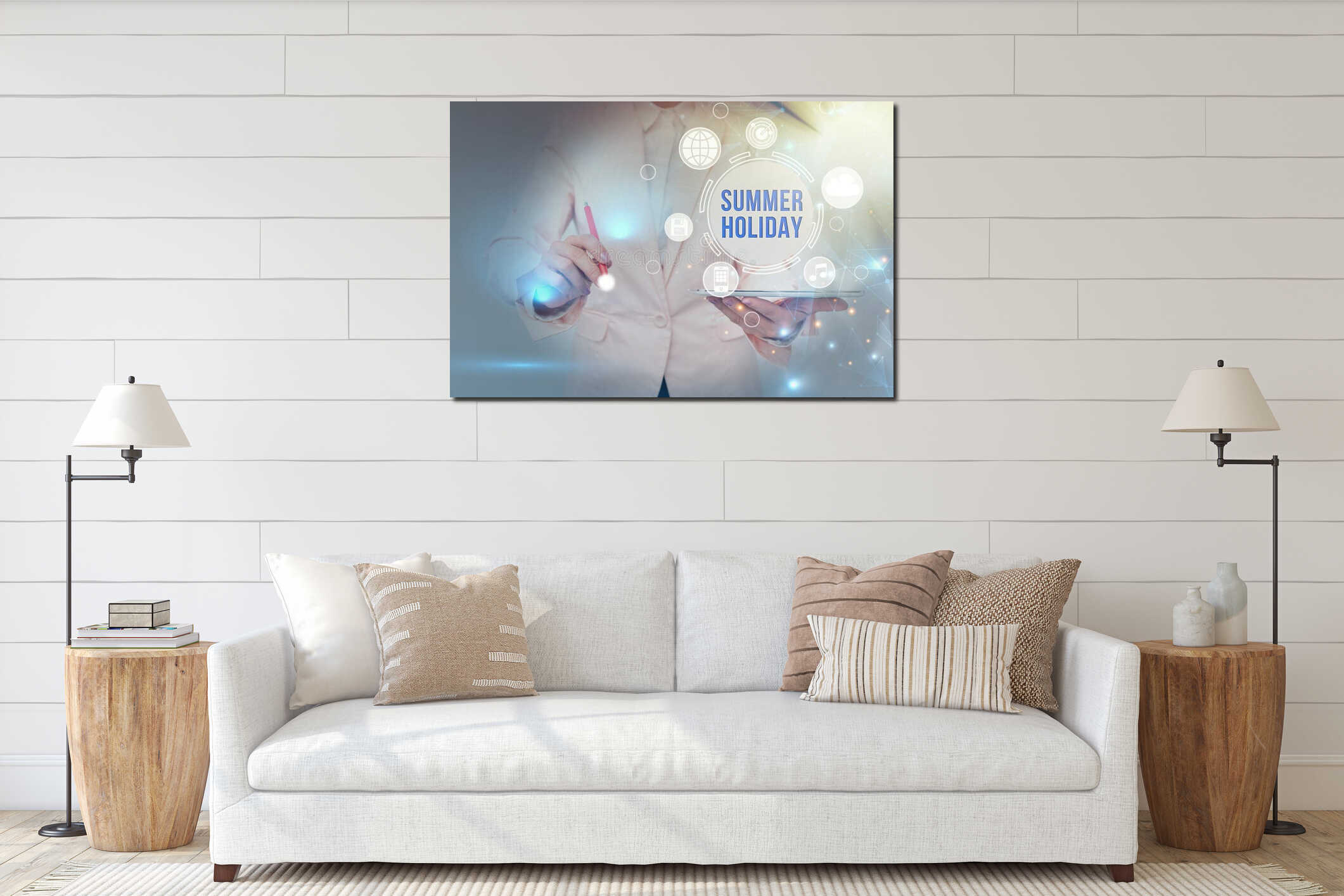 Canvas hanging interior mockup