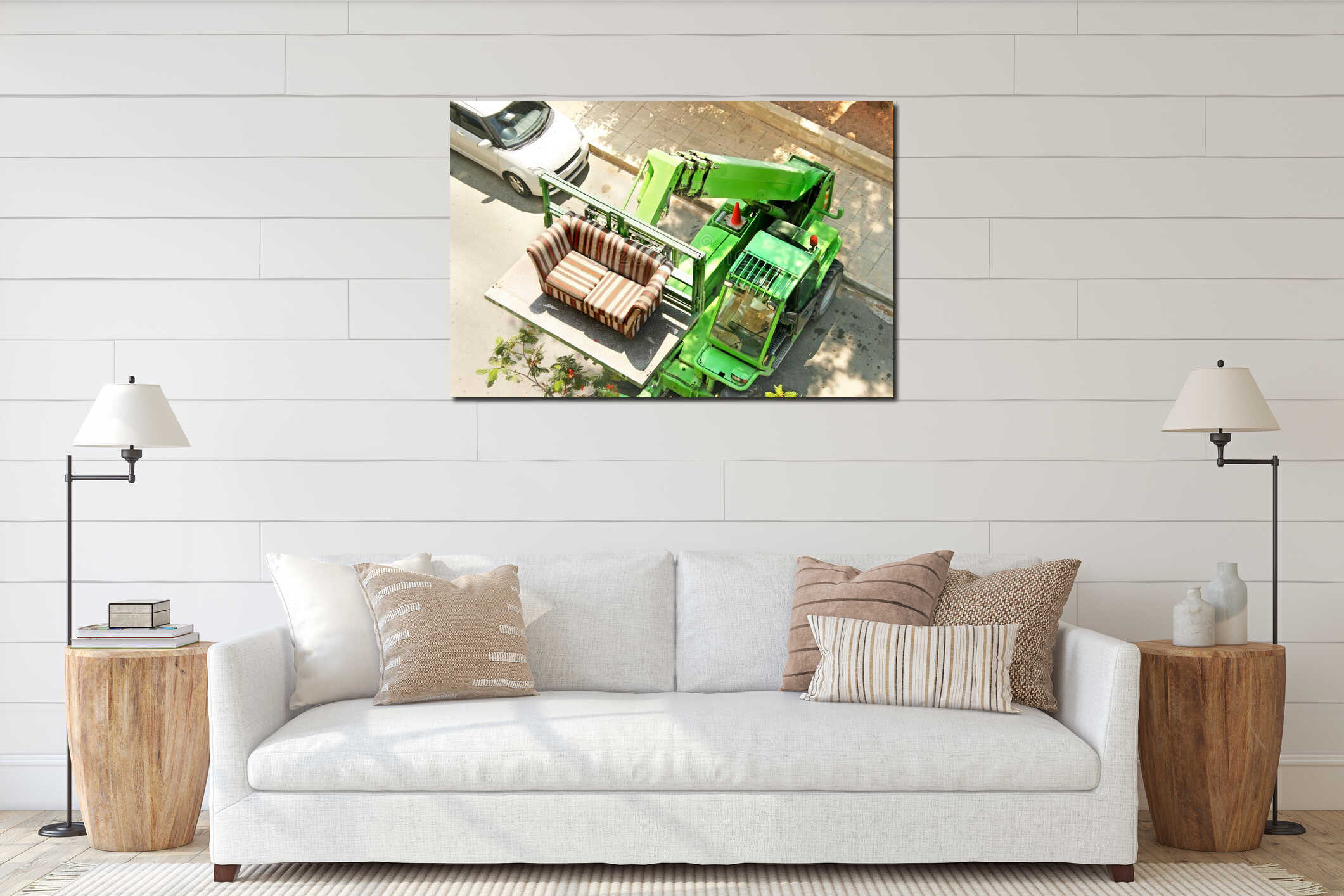 Canvas hanging interior mockup