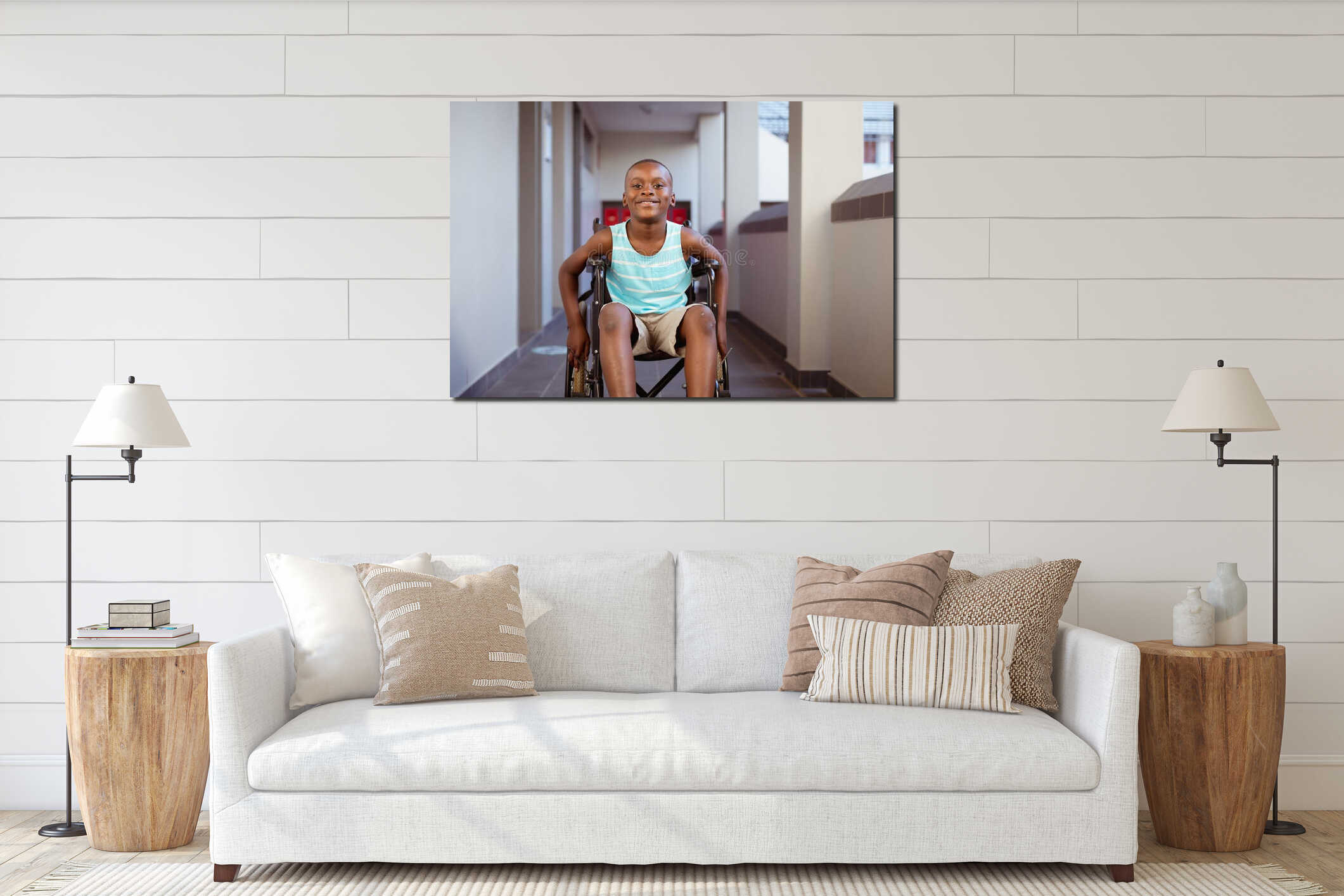 Canvas hanging interior mockup