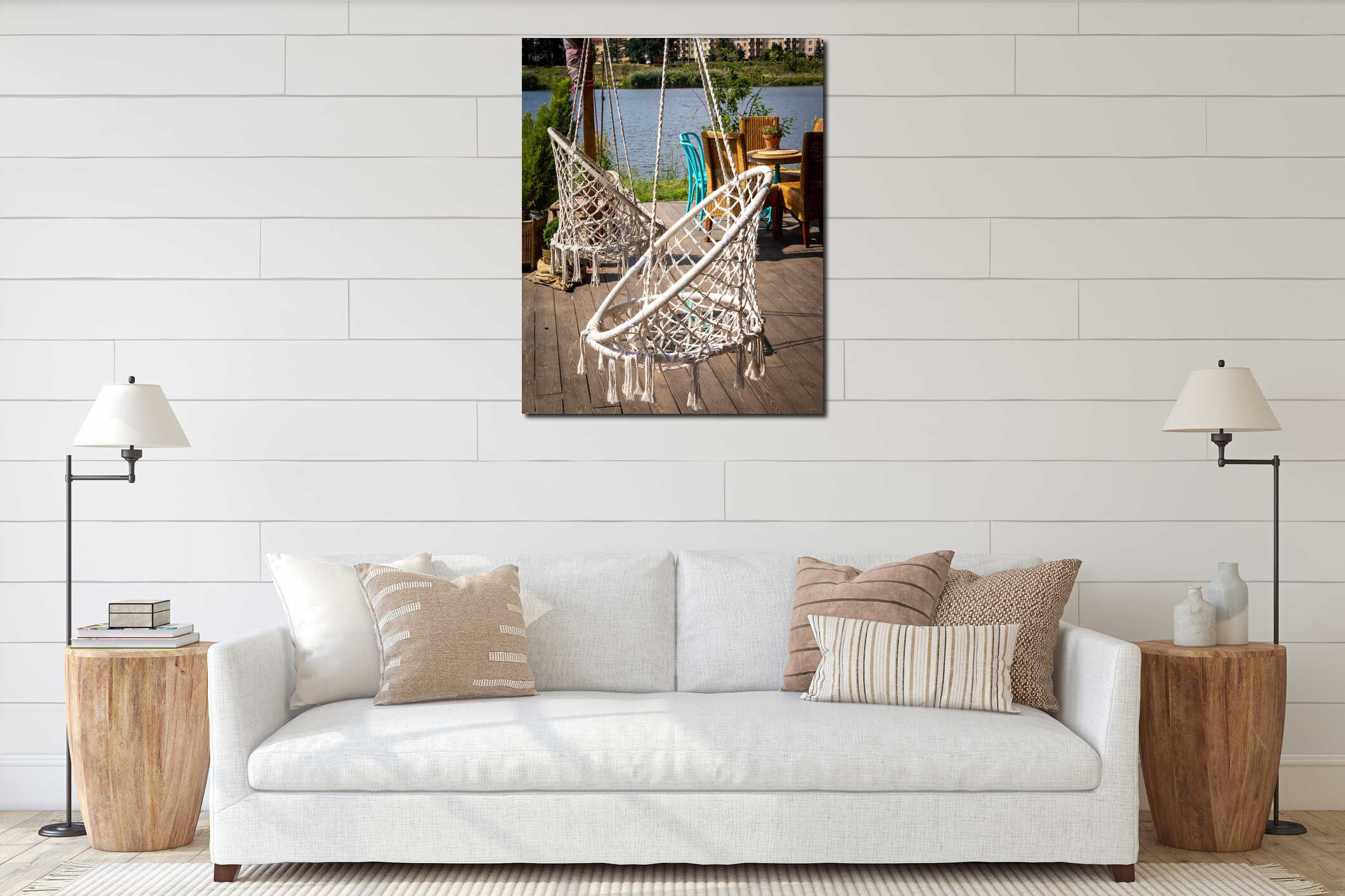 Canvas hanging interior mockup