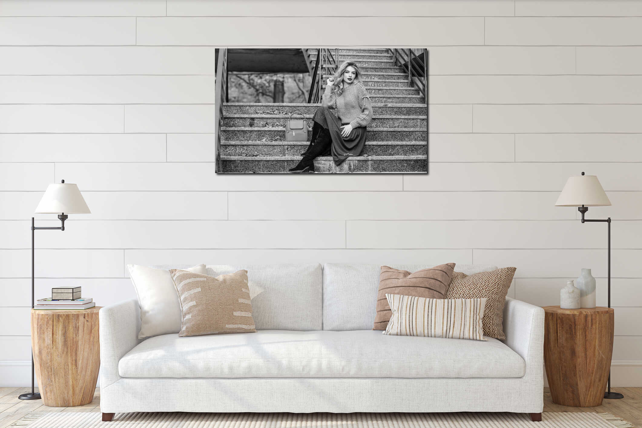 Canvas hanging interior mockup