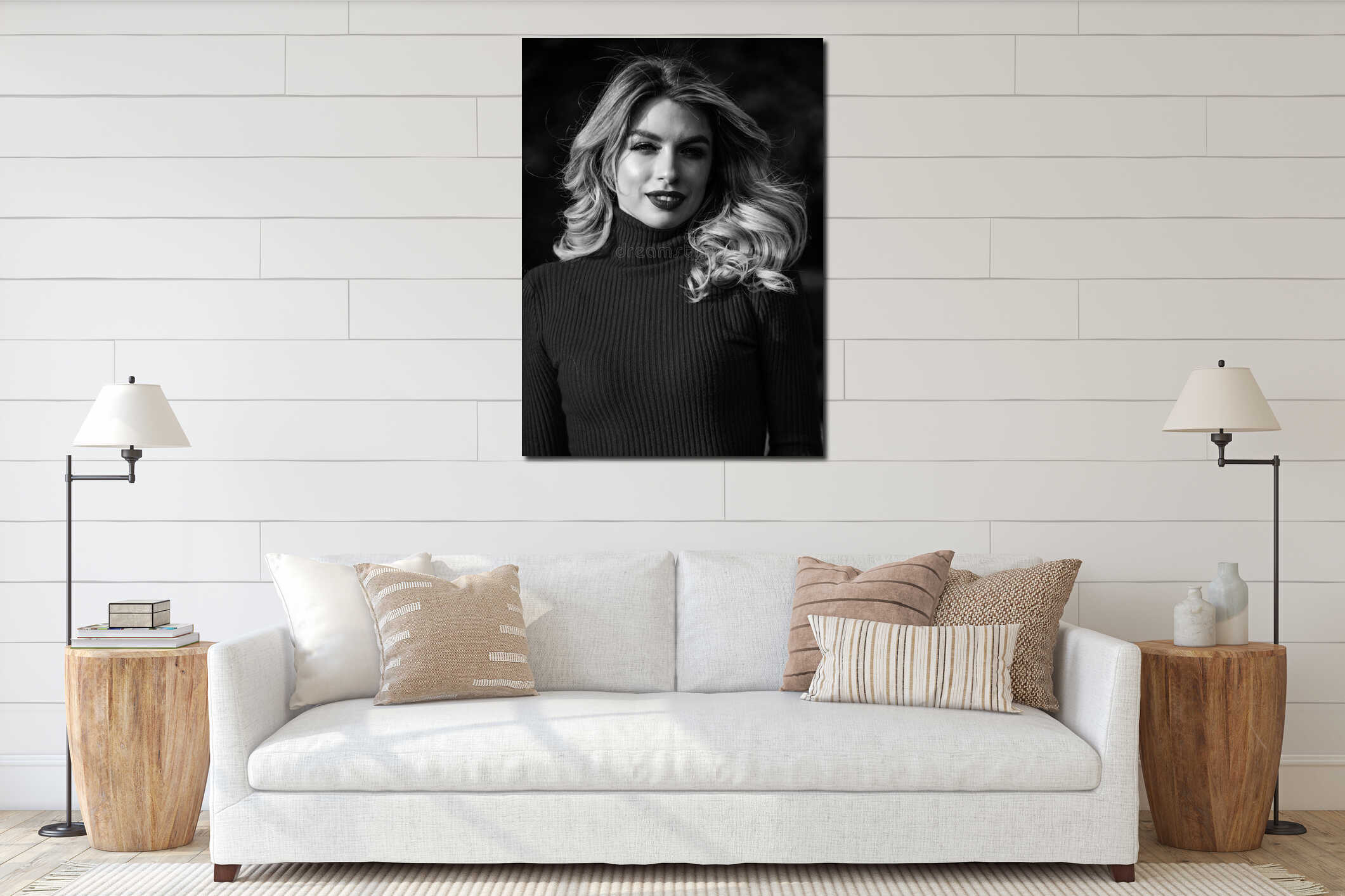 Canvas hanging interior mockup