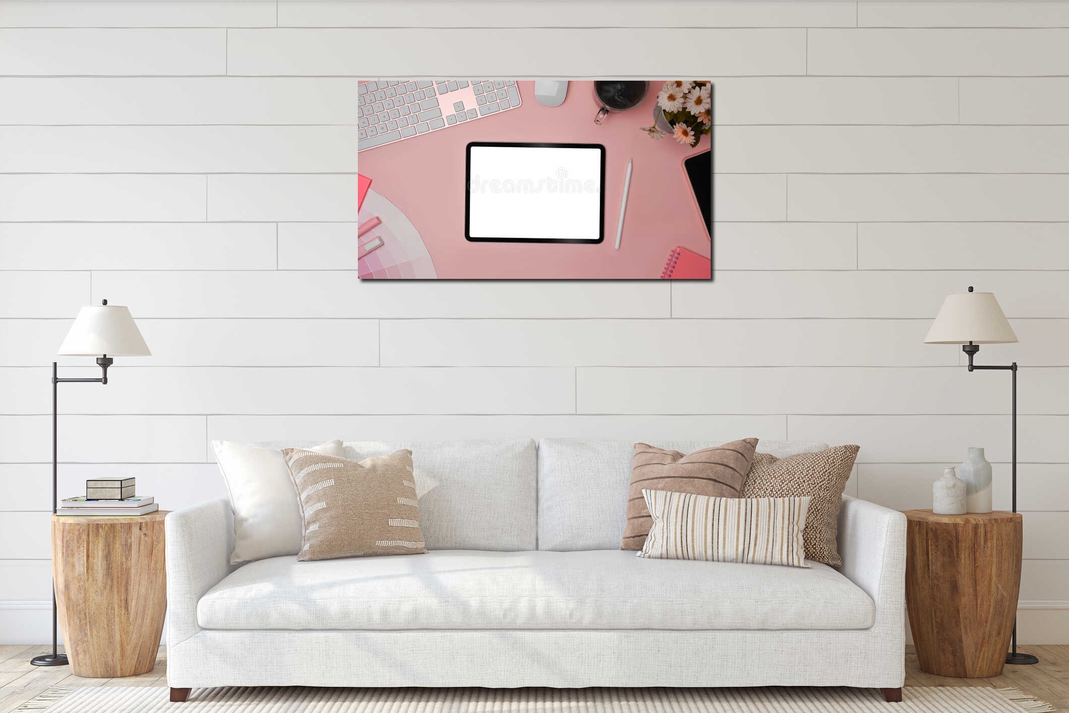 Canvas hanging interior mockup