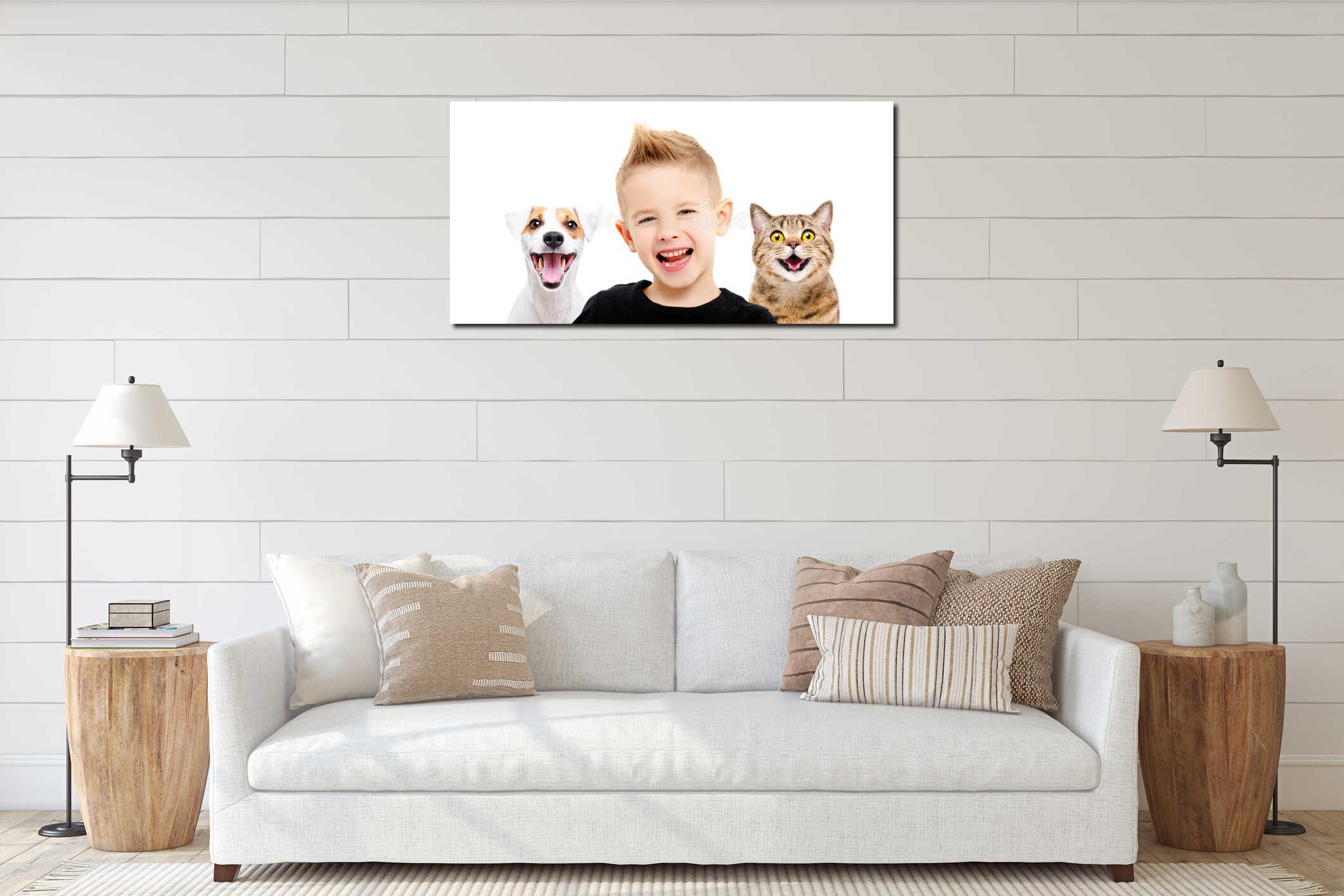 Canvas hanging interior mockup