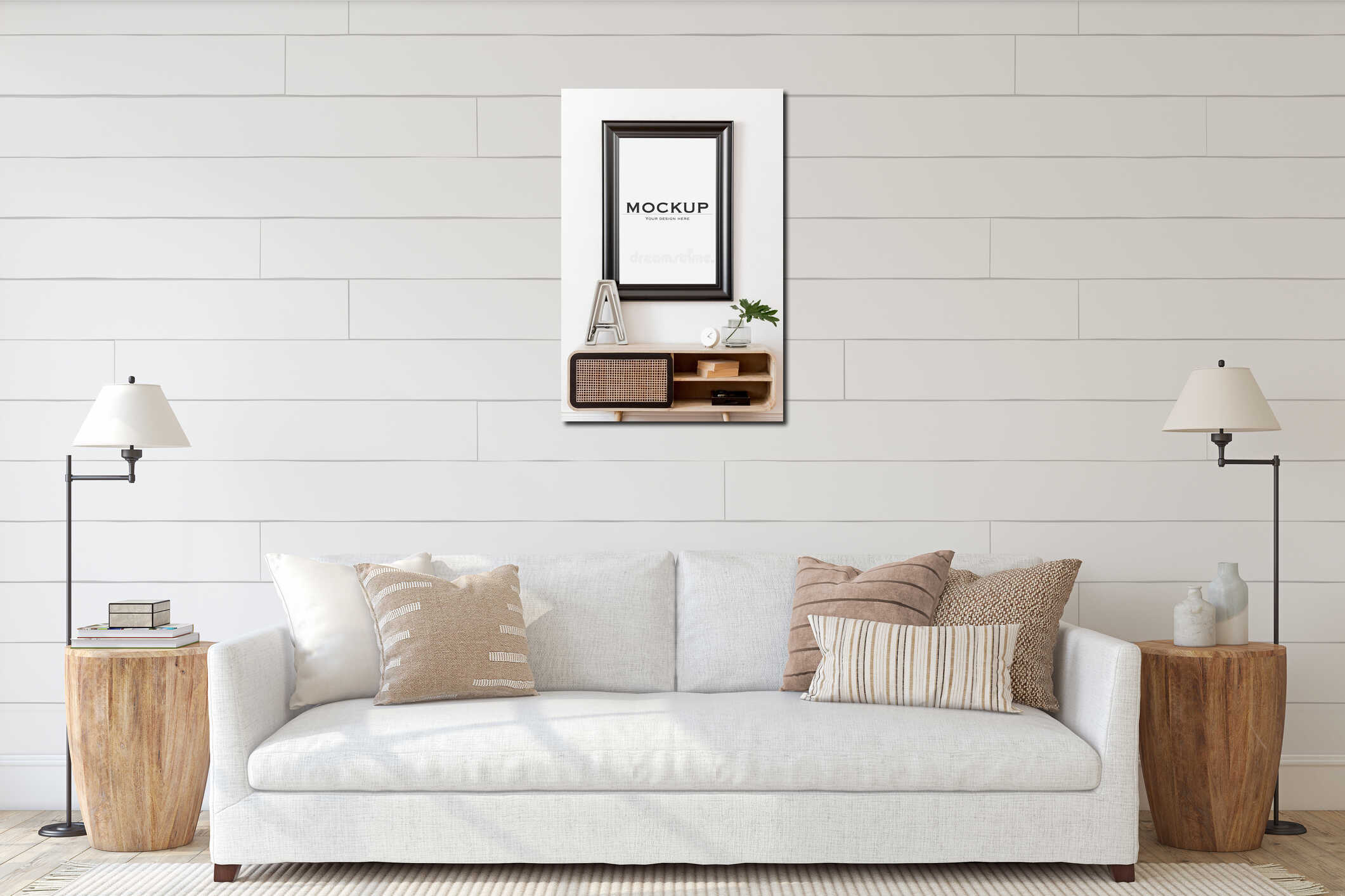 Canvas hanging interior mockup