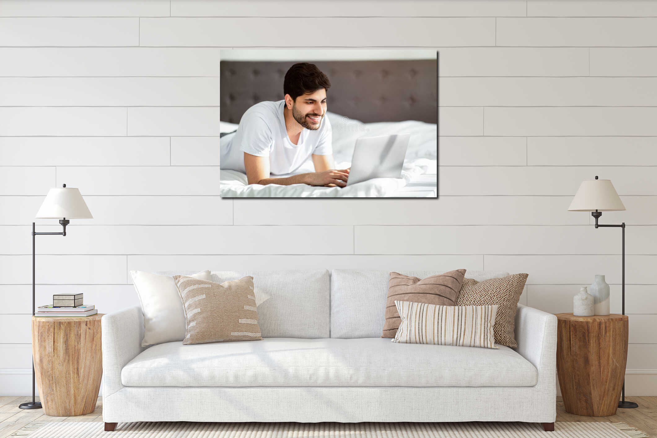 Canvas hanging interior mockup