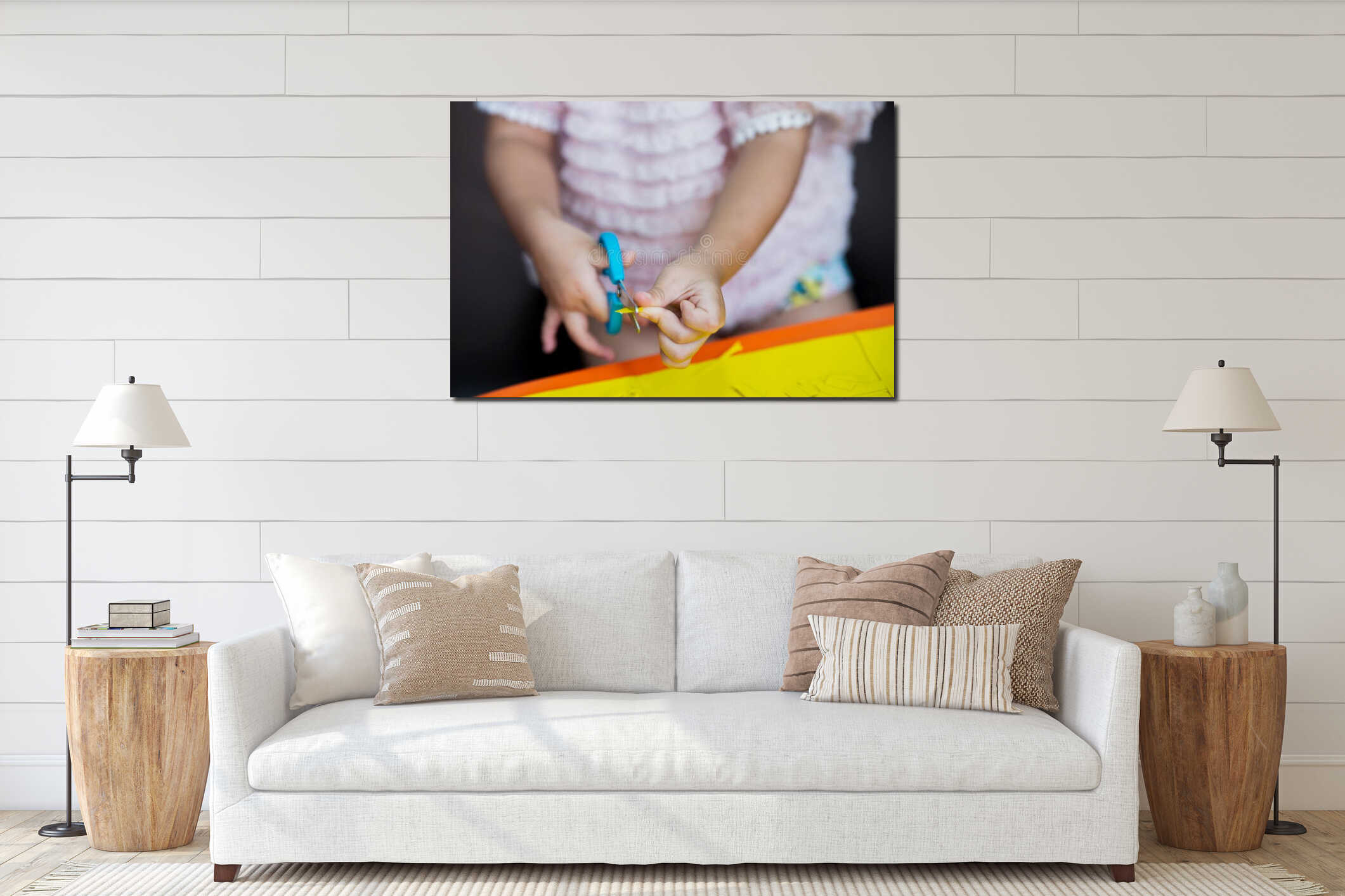 Canvas hanging interior mockup