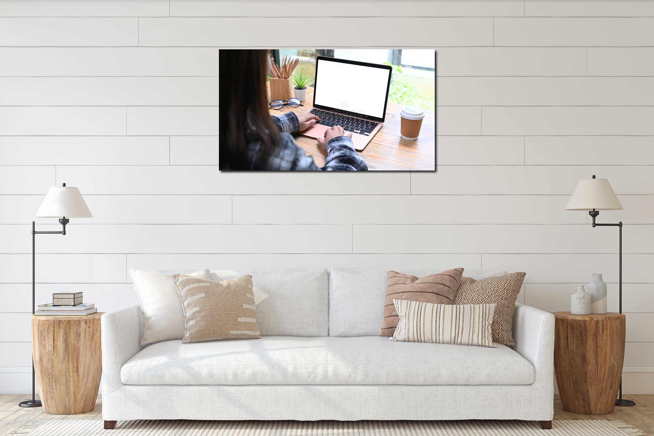 Canvas hanging interior mockup