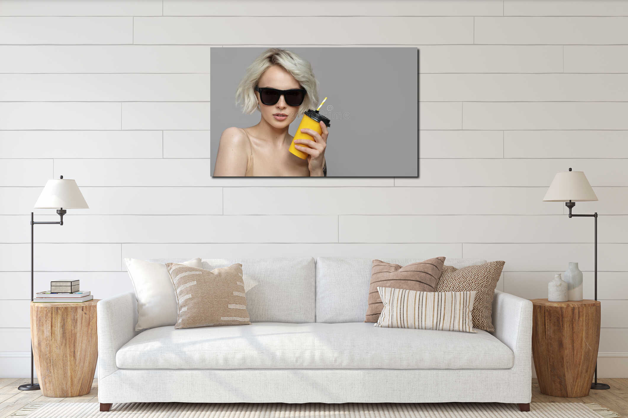 Canvas hanging interior mockup