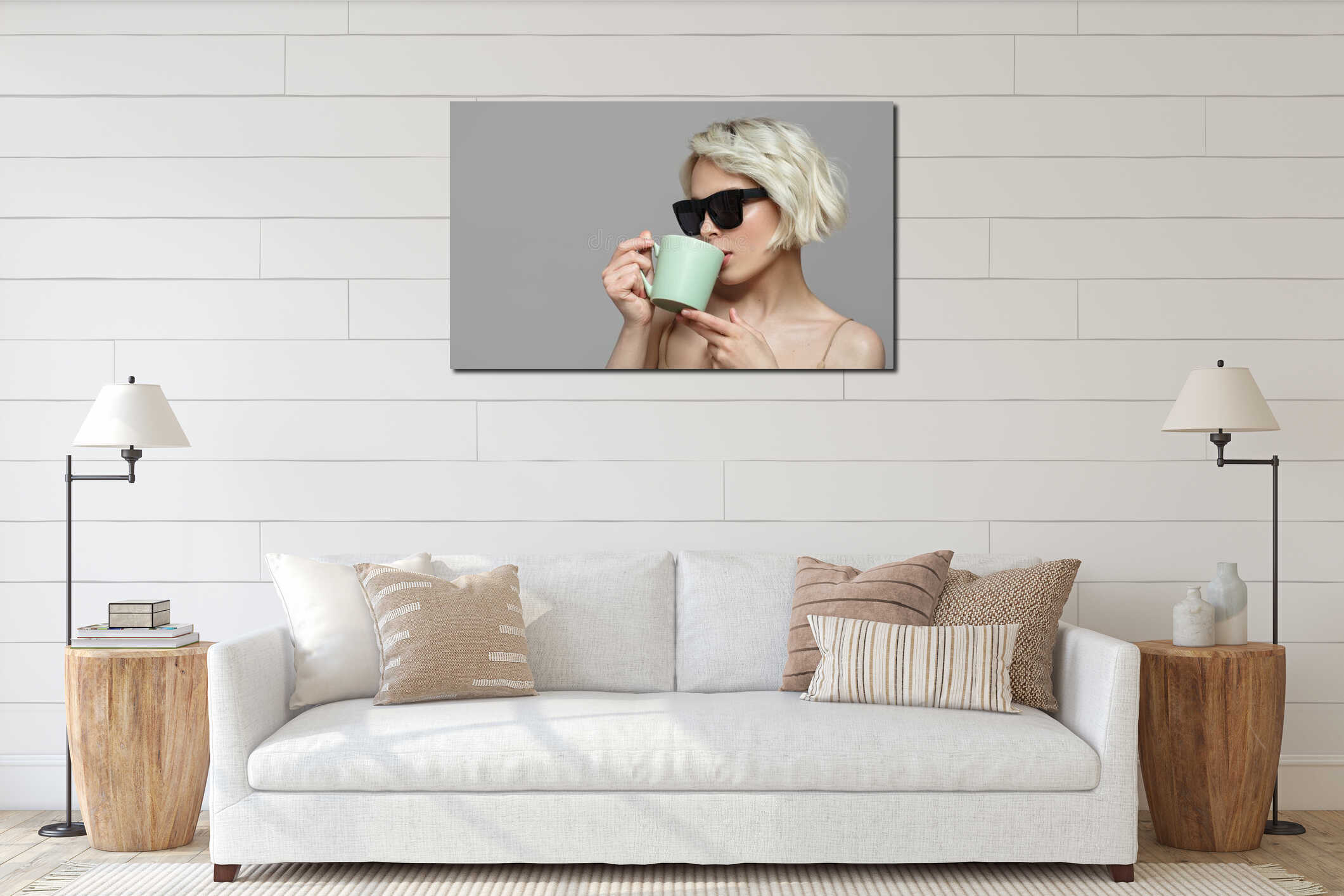 Canvas hanging interior mockup