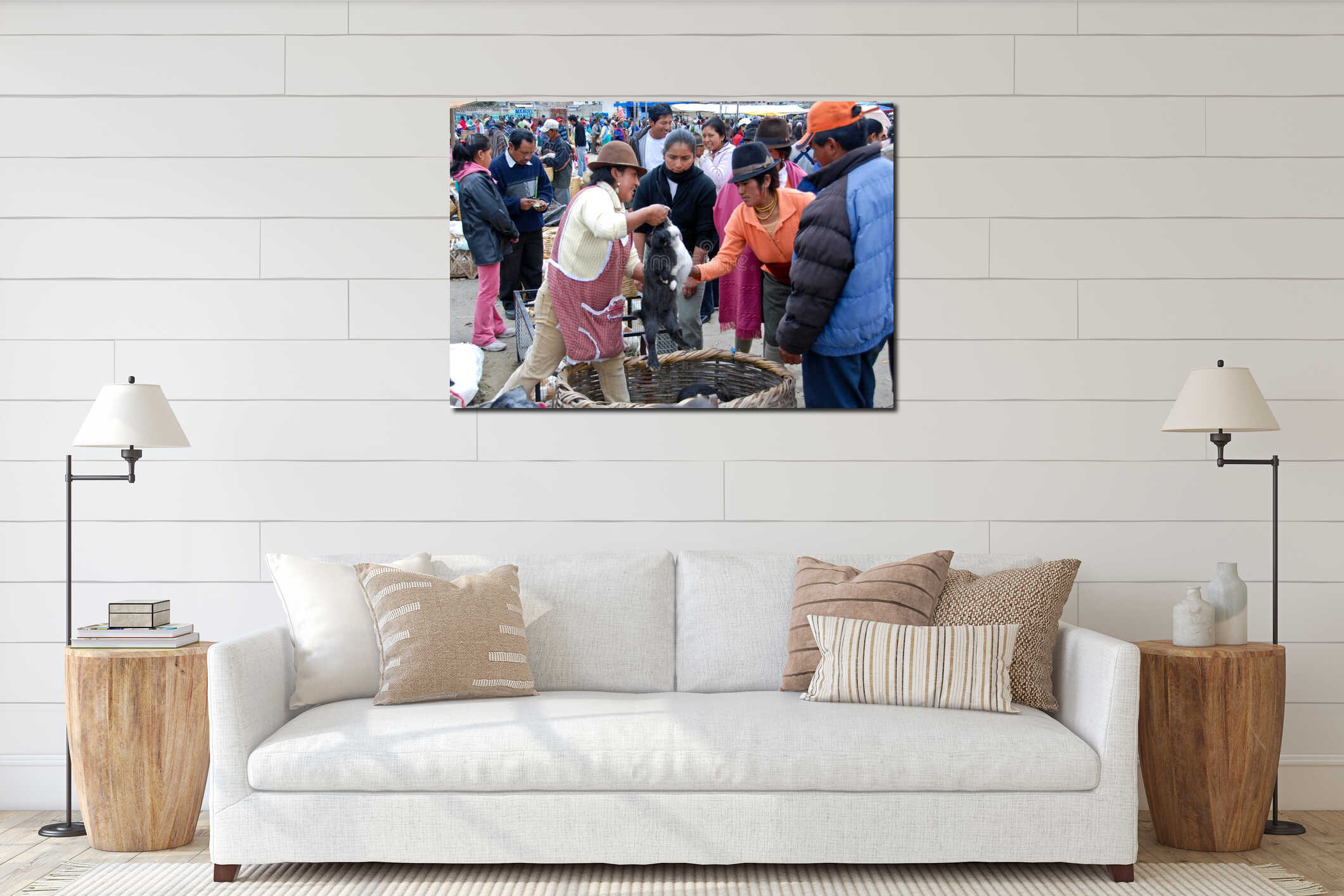 Canvas hanging interior mockup