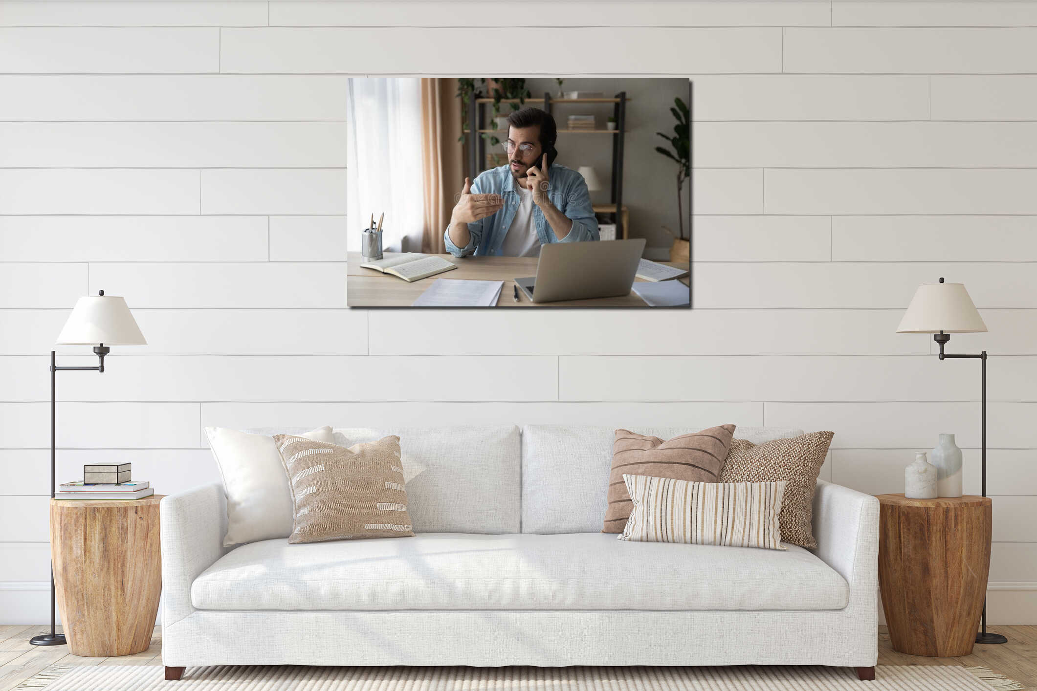 Canvas hanging interior mockup