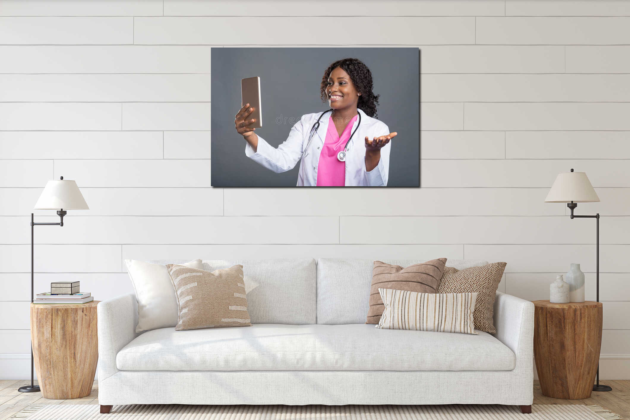 Canvas hanging interior mockup