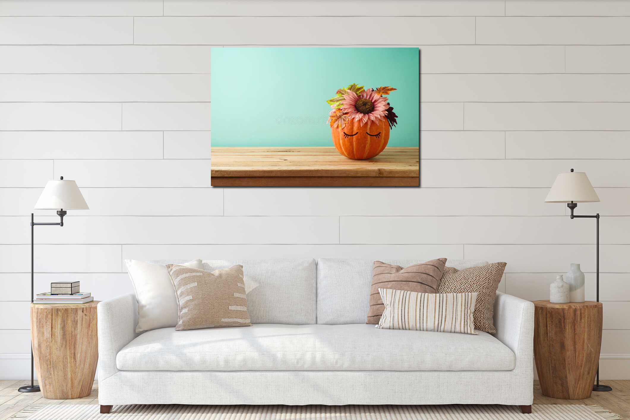 Canvas hanging interior mockup