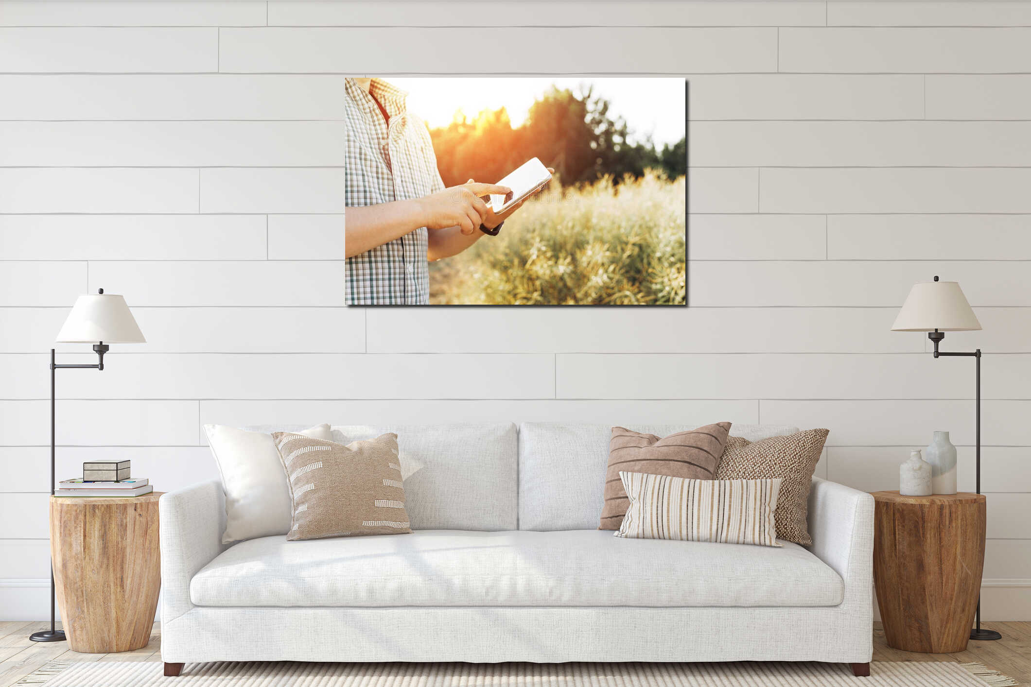 Canvas hanging interior mockup