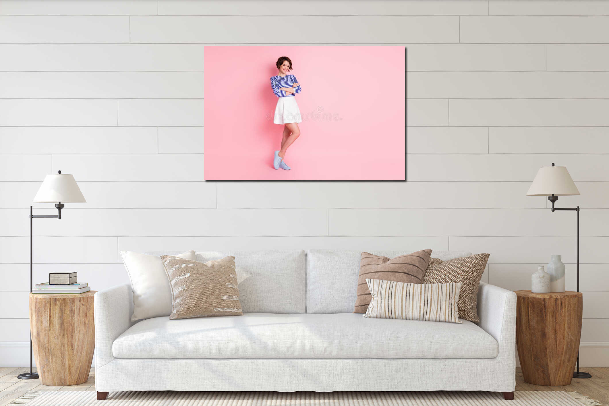 Canvas hanging interior mockup
