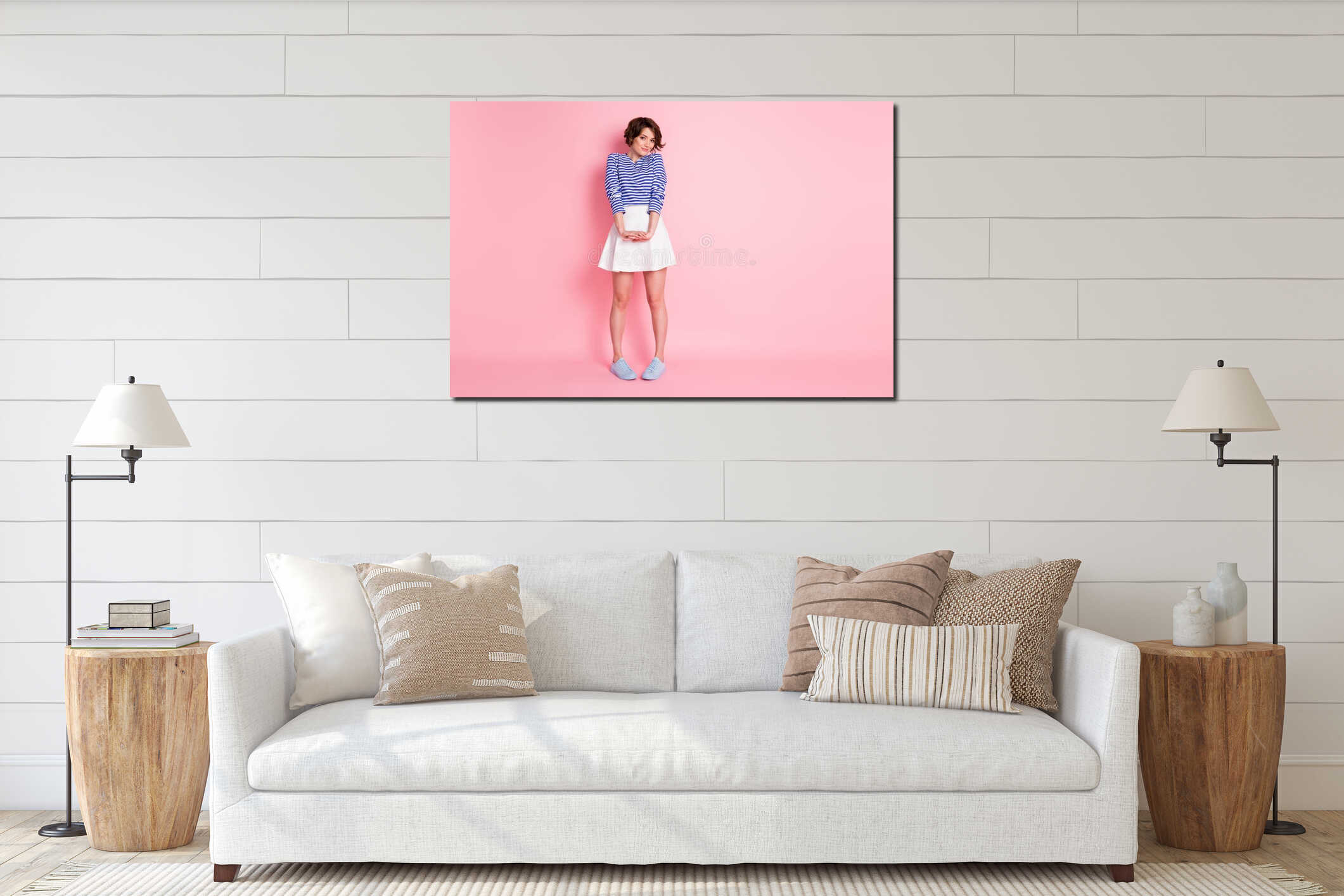 Canvas hanging interior mockup