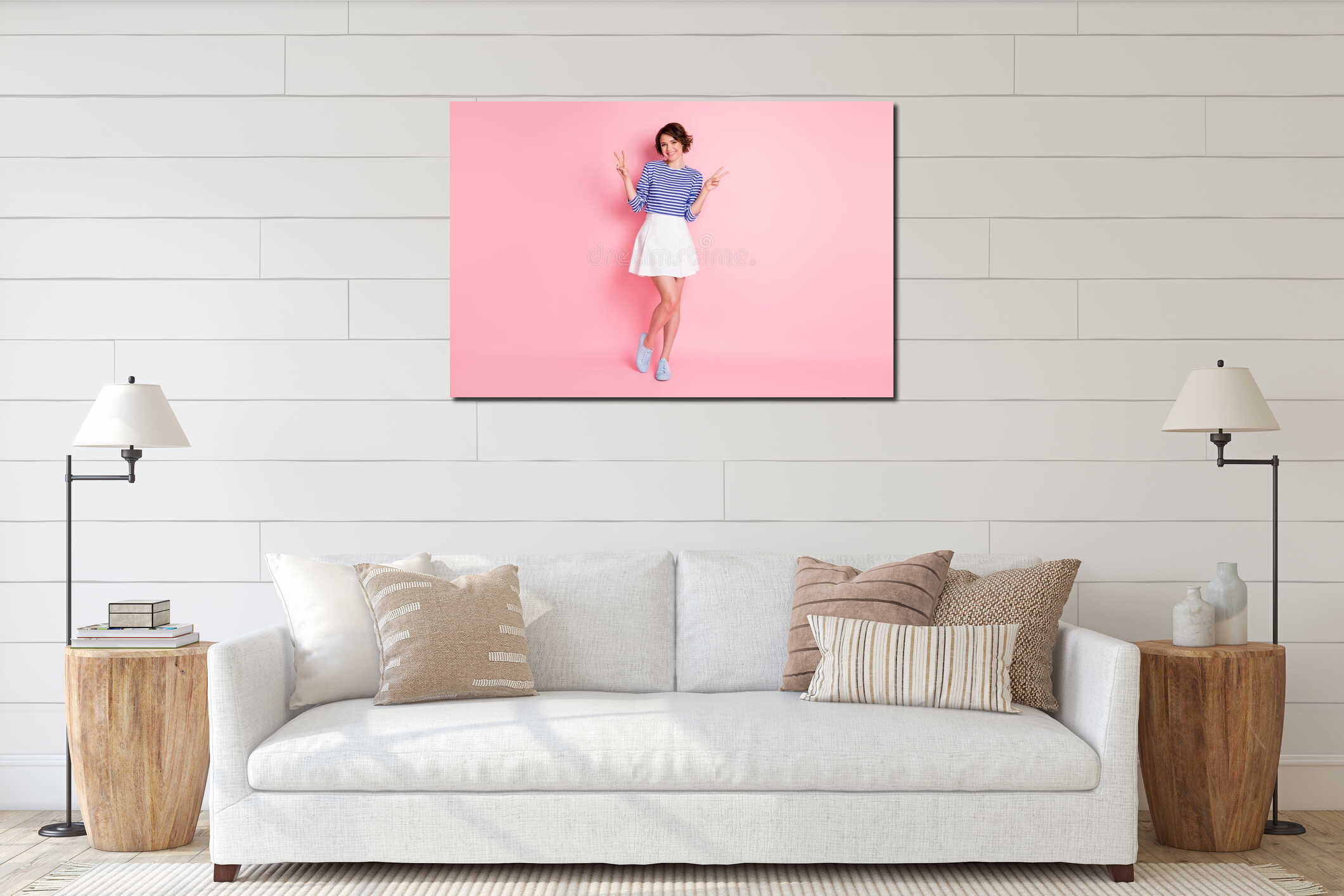 Canvas hanging interior mockup
