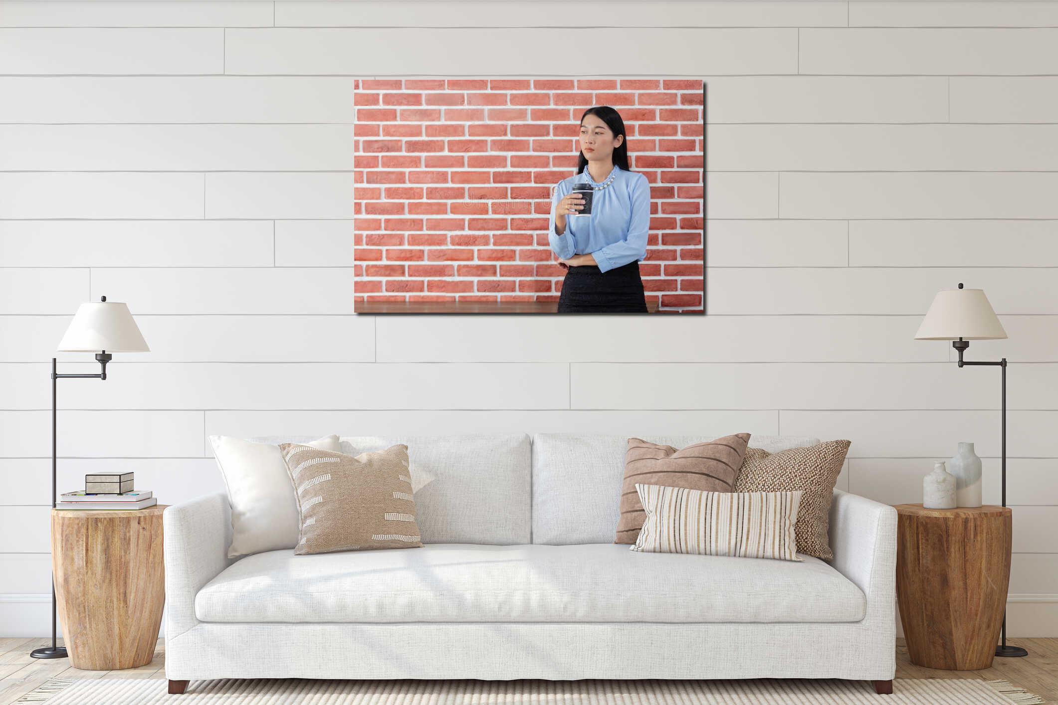 Canvas hanging interior mockup
