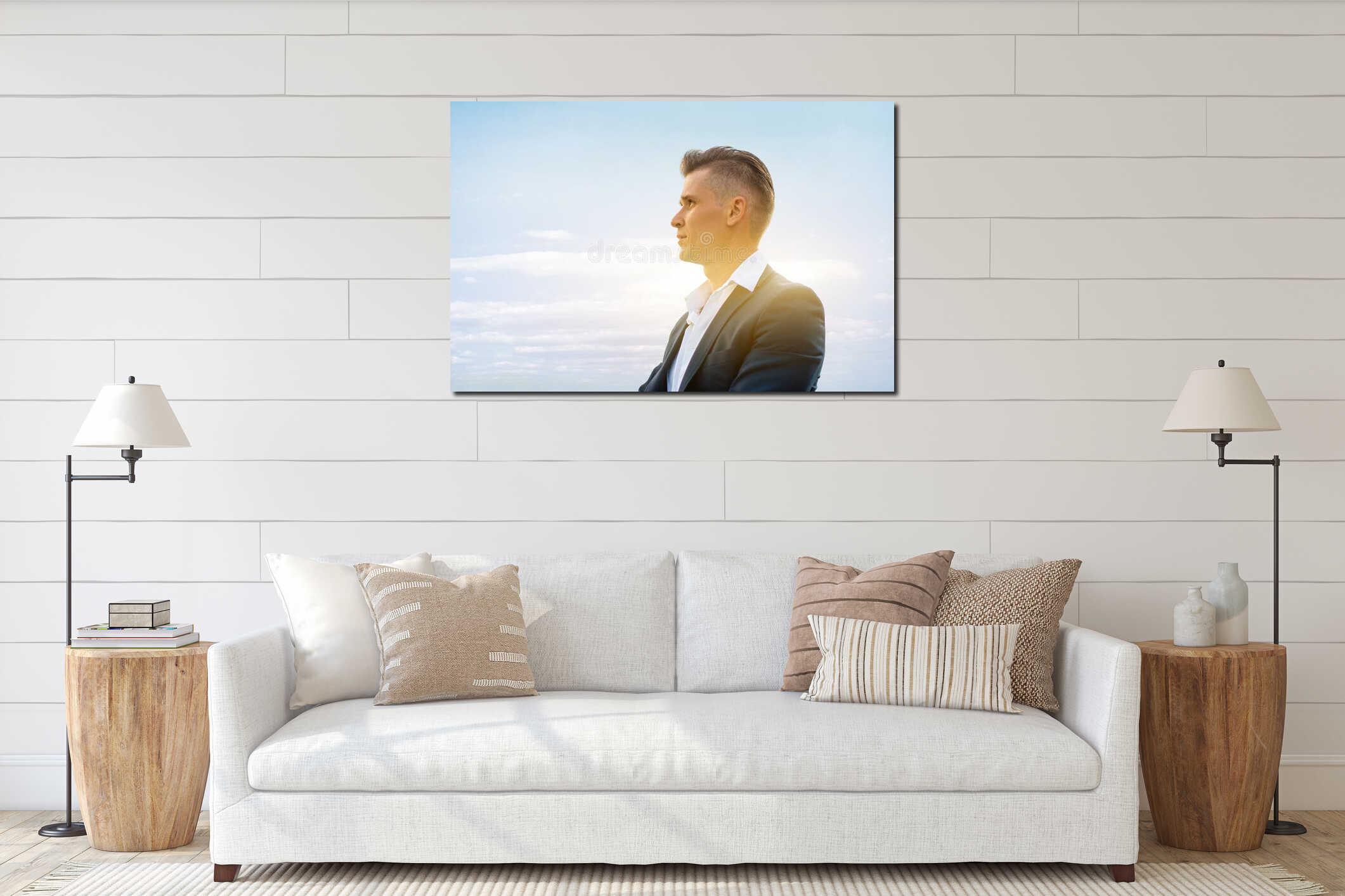 Canvas hanging interior mockup