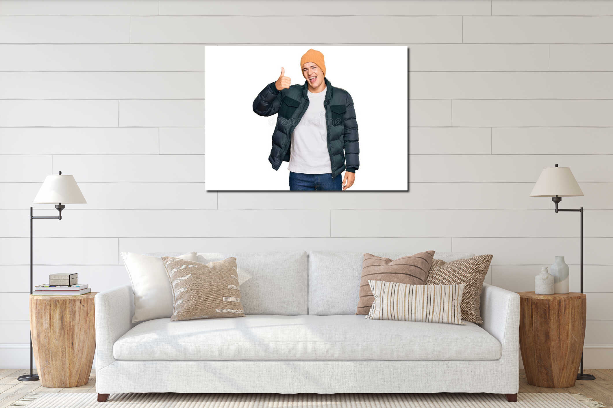 Canvas hanging interior mockup