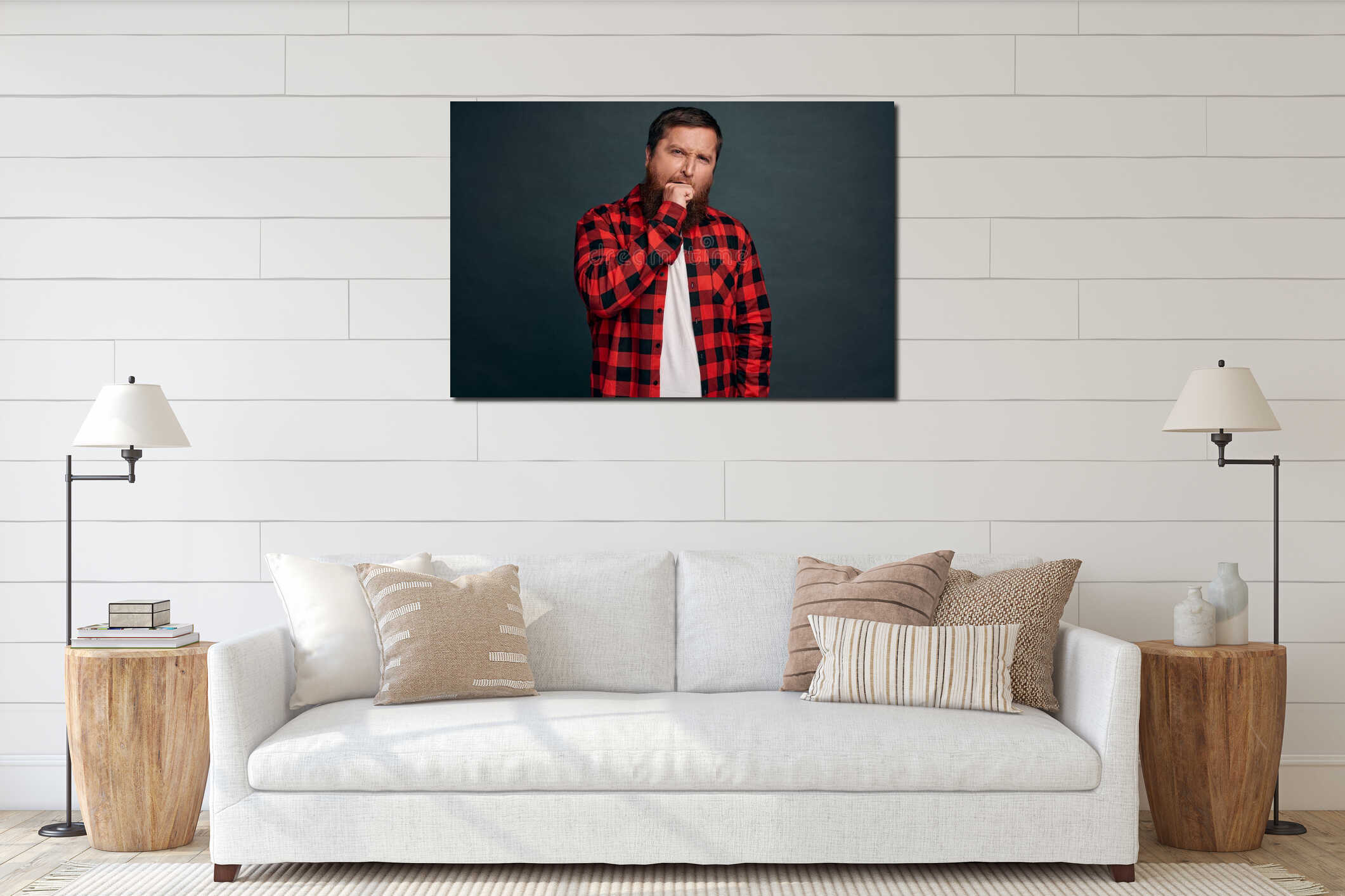 Canvas hanging interior mockup