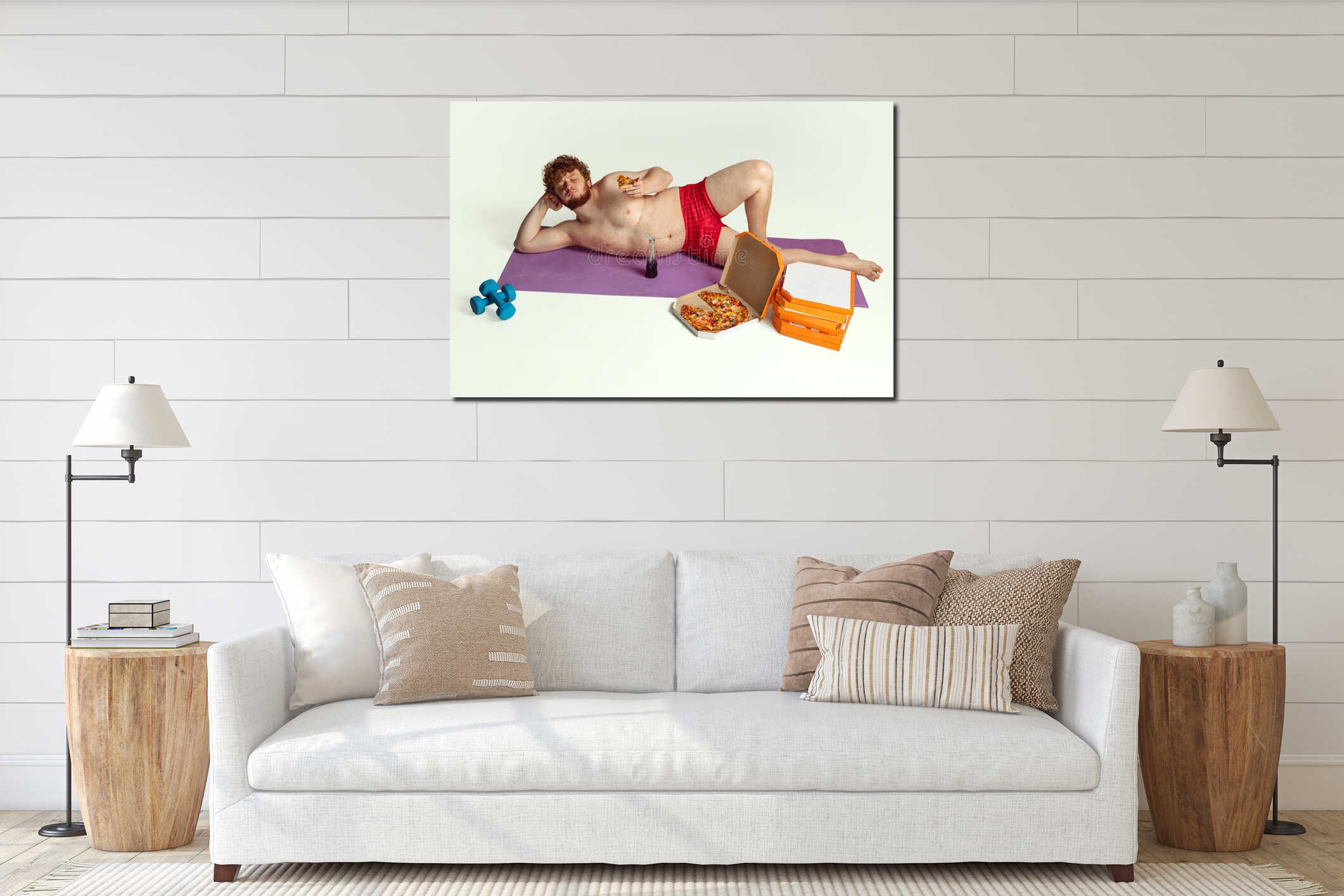 Canvas hanging interior mockup