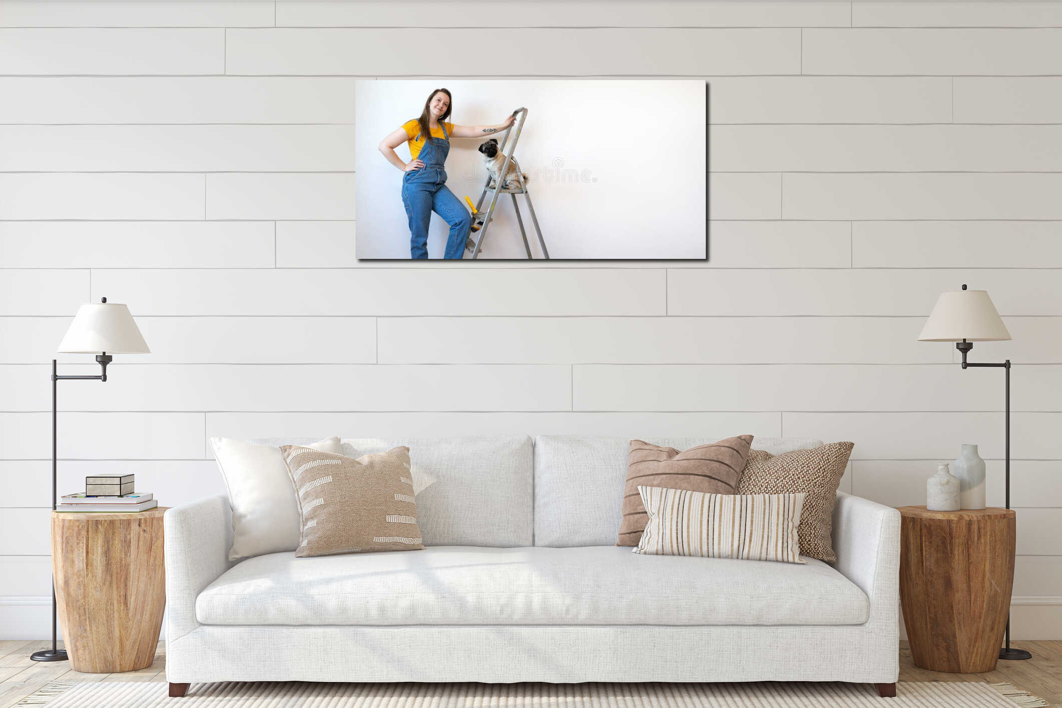 Canvas hanging interior mockup