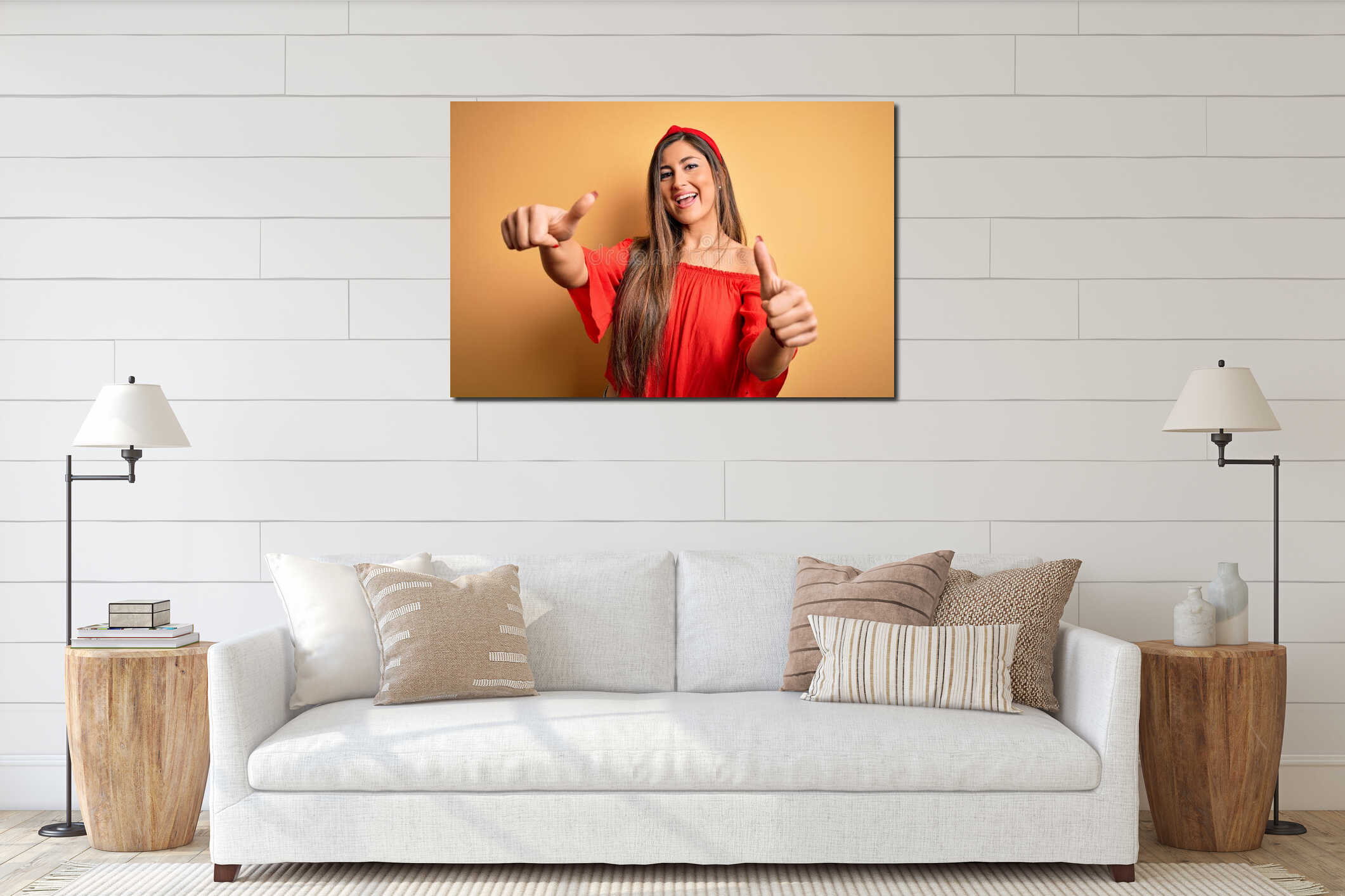 Canvas hanging interior mockup