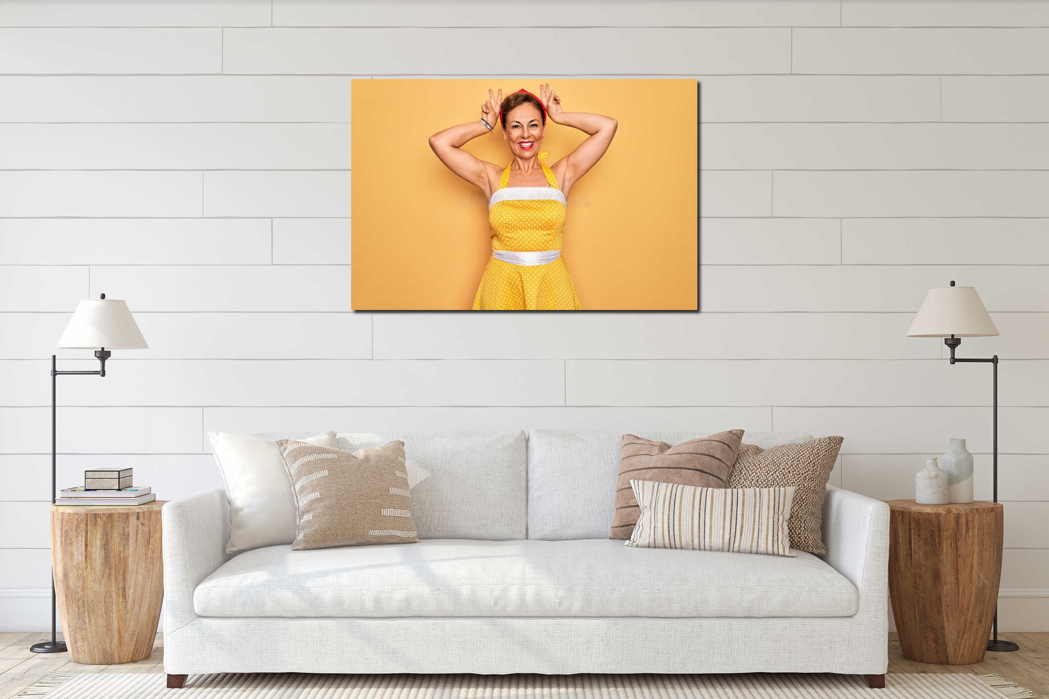 Canvas hanging interior mockup