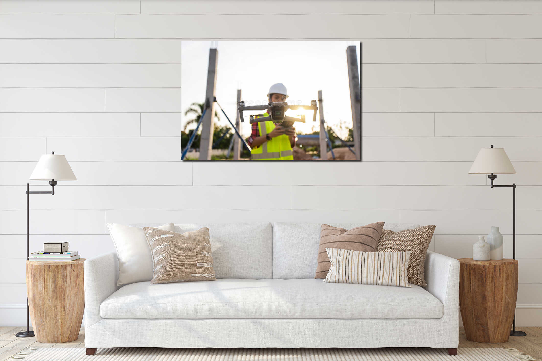 Canvas hanging interior mockup