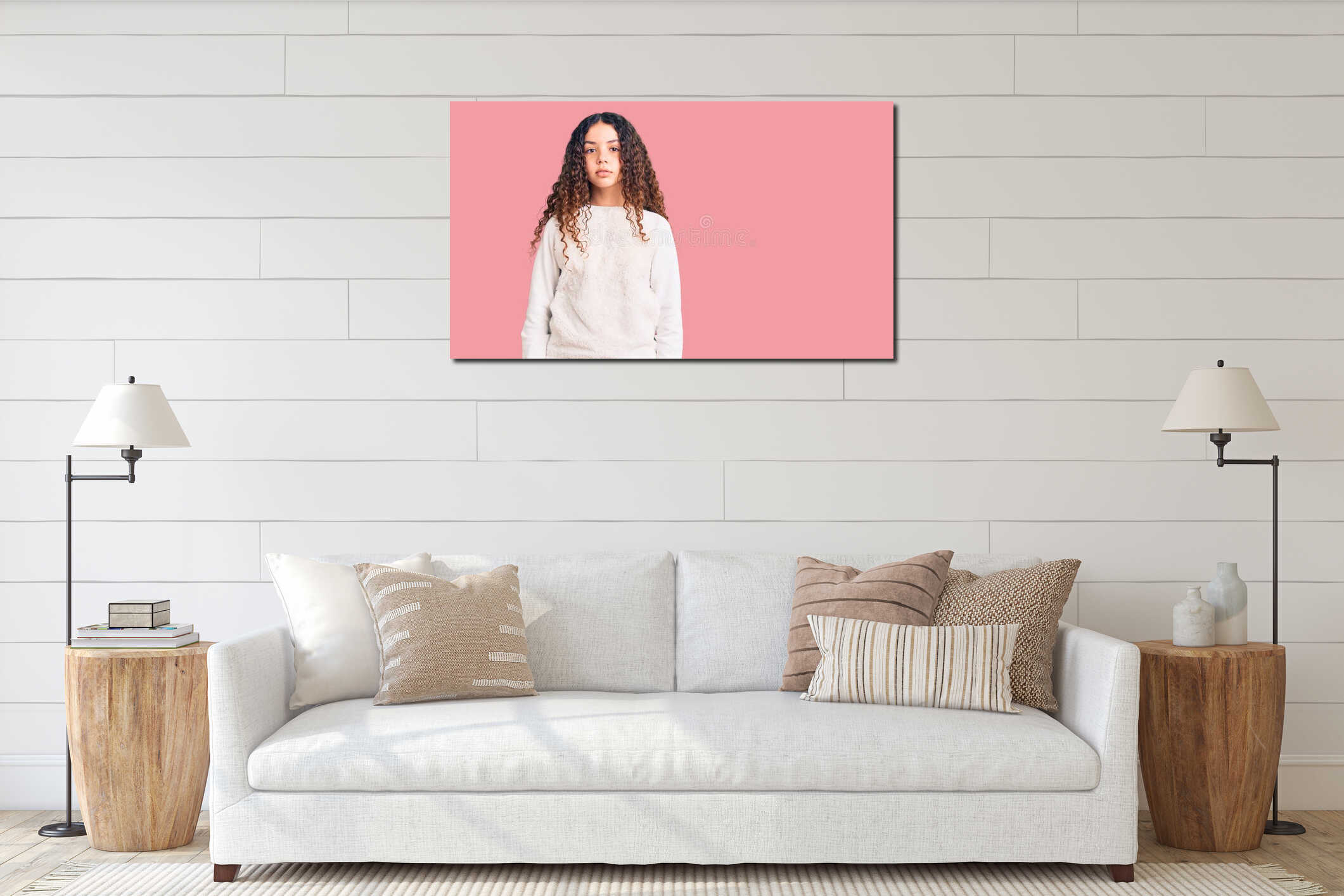 Canvas hanging interior mockup