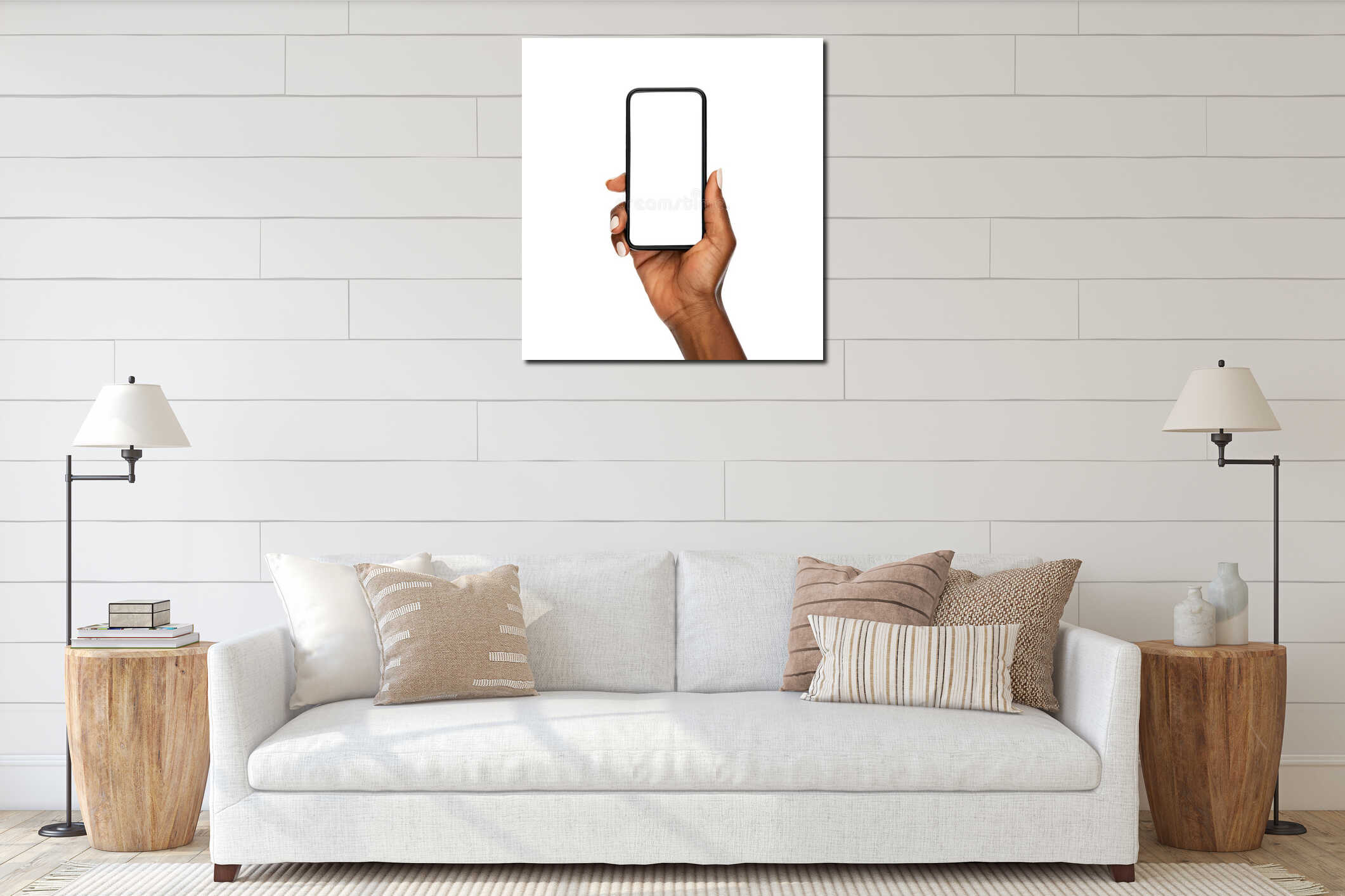 Canvas hanging interior mockup