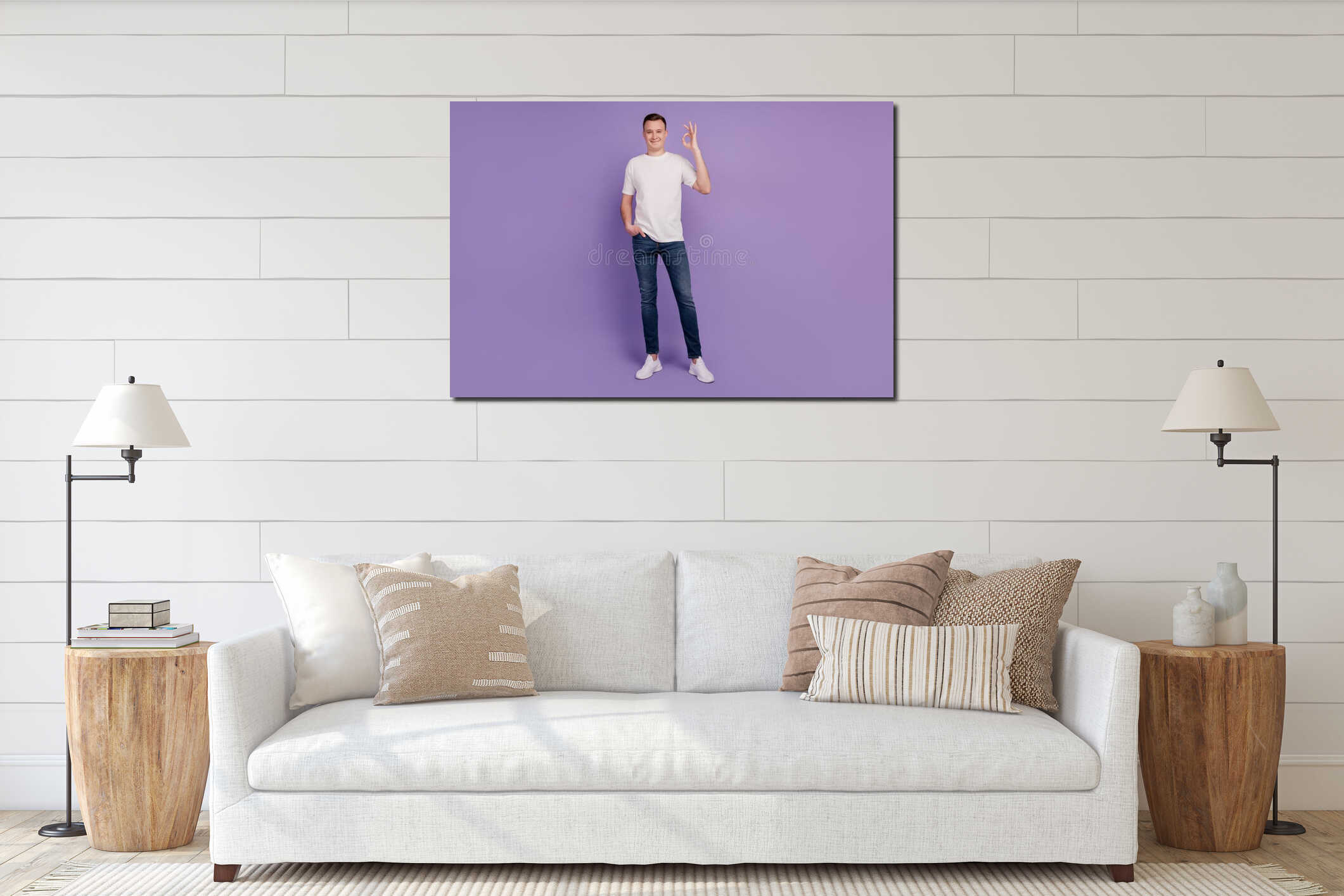 Canvas hanging interior mockup