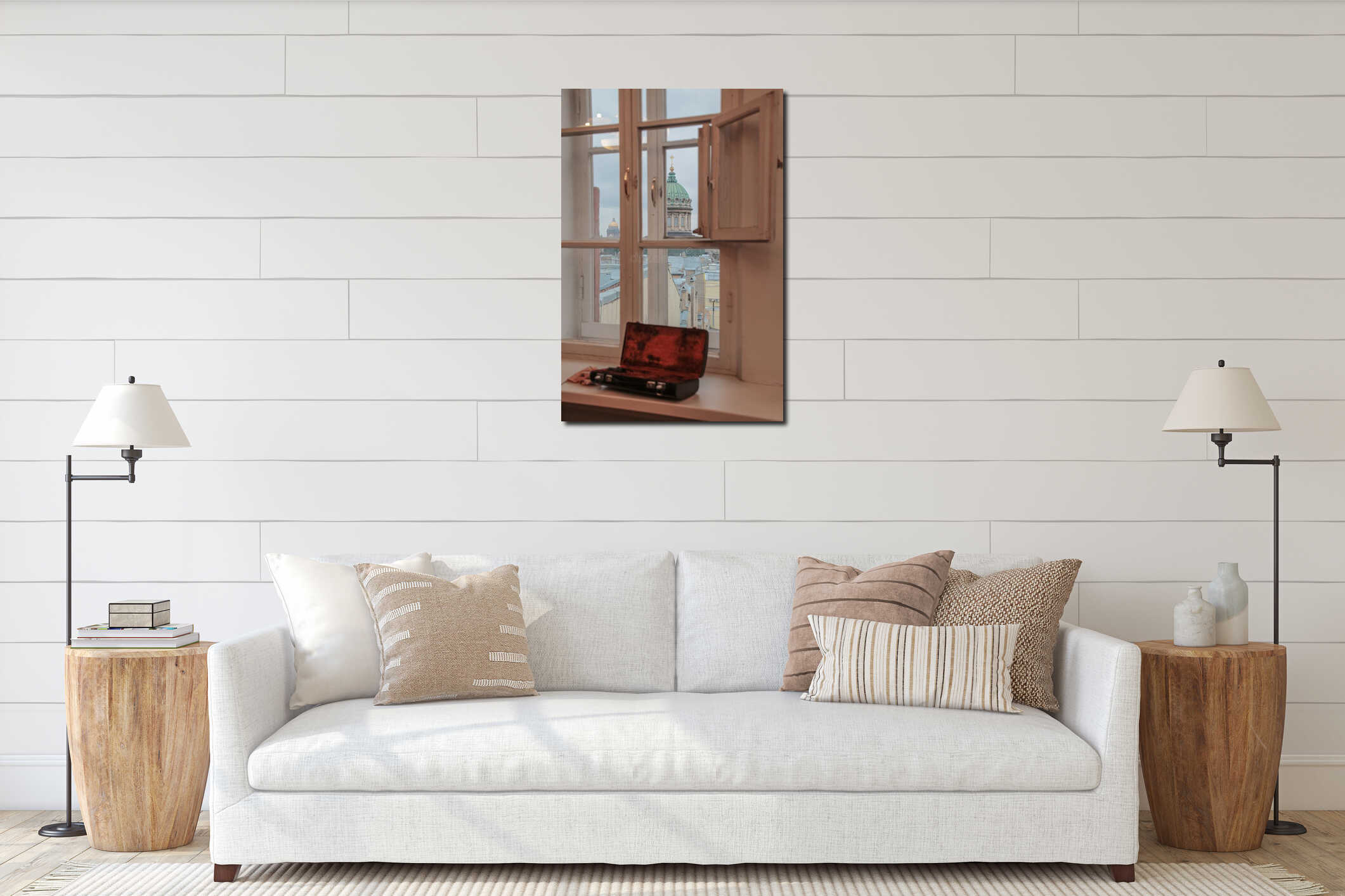 Canvas hanging interior mockup