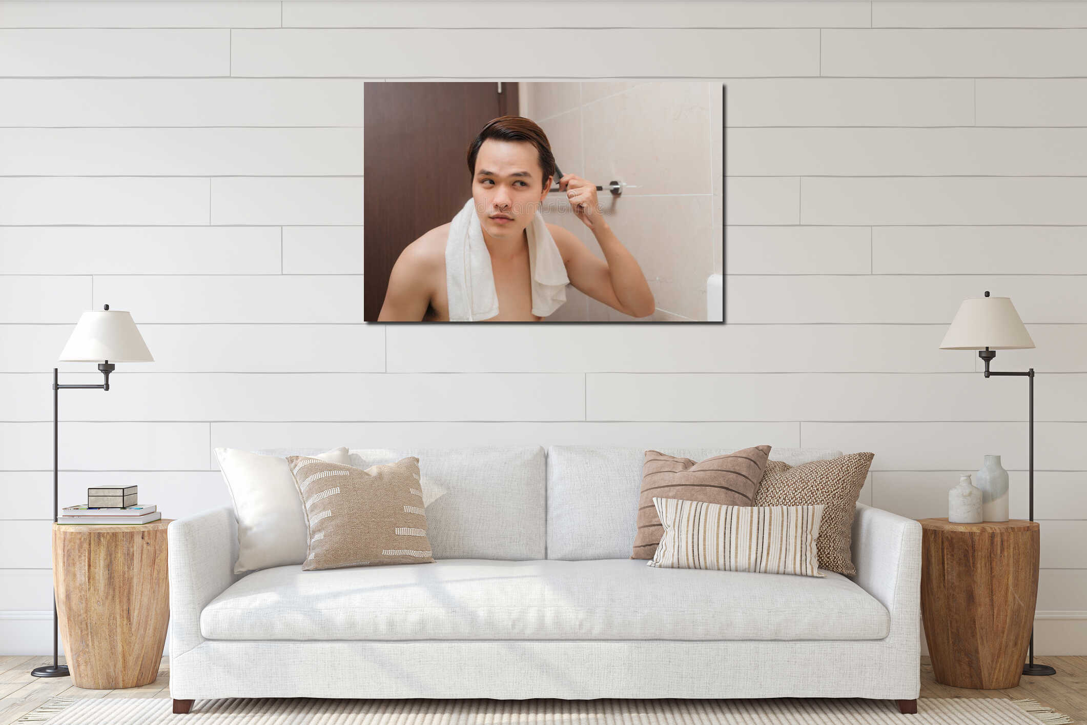 Canvas hanging interior mockup