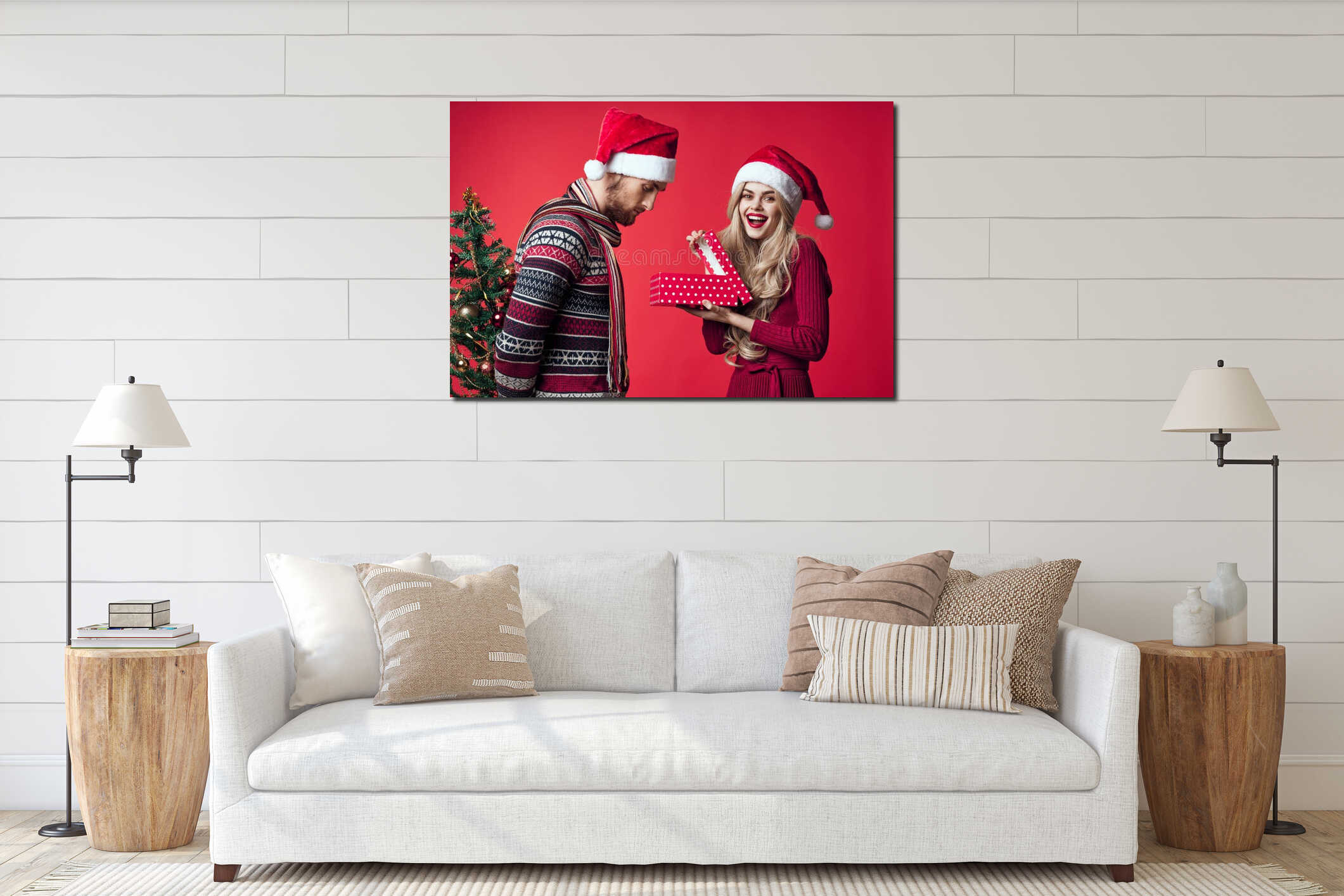 Canvas hanging interior mockup