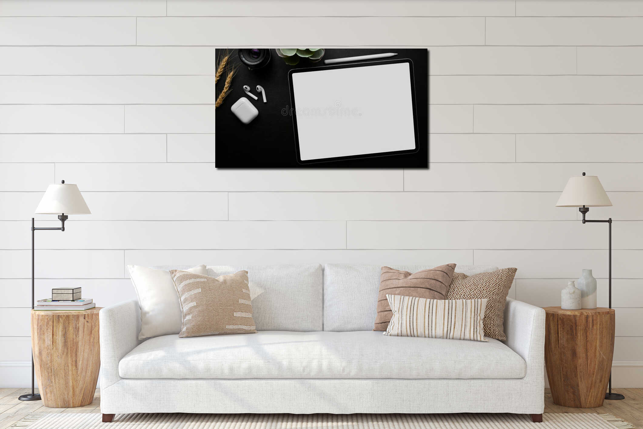 Canvas hanging interior mockup