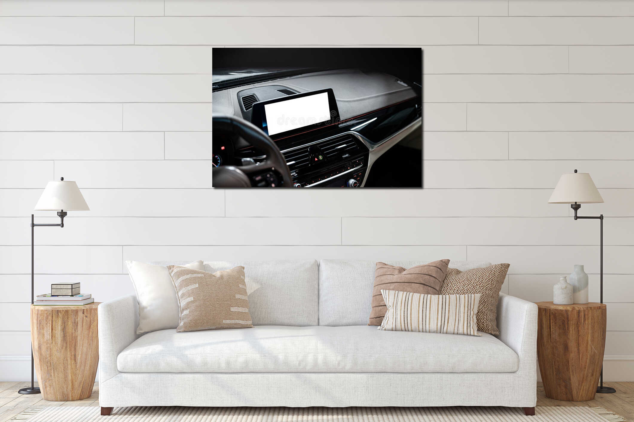 Canvas hanging interior mockup