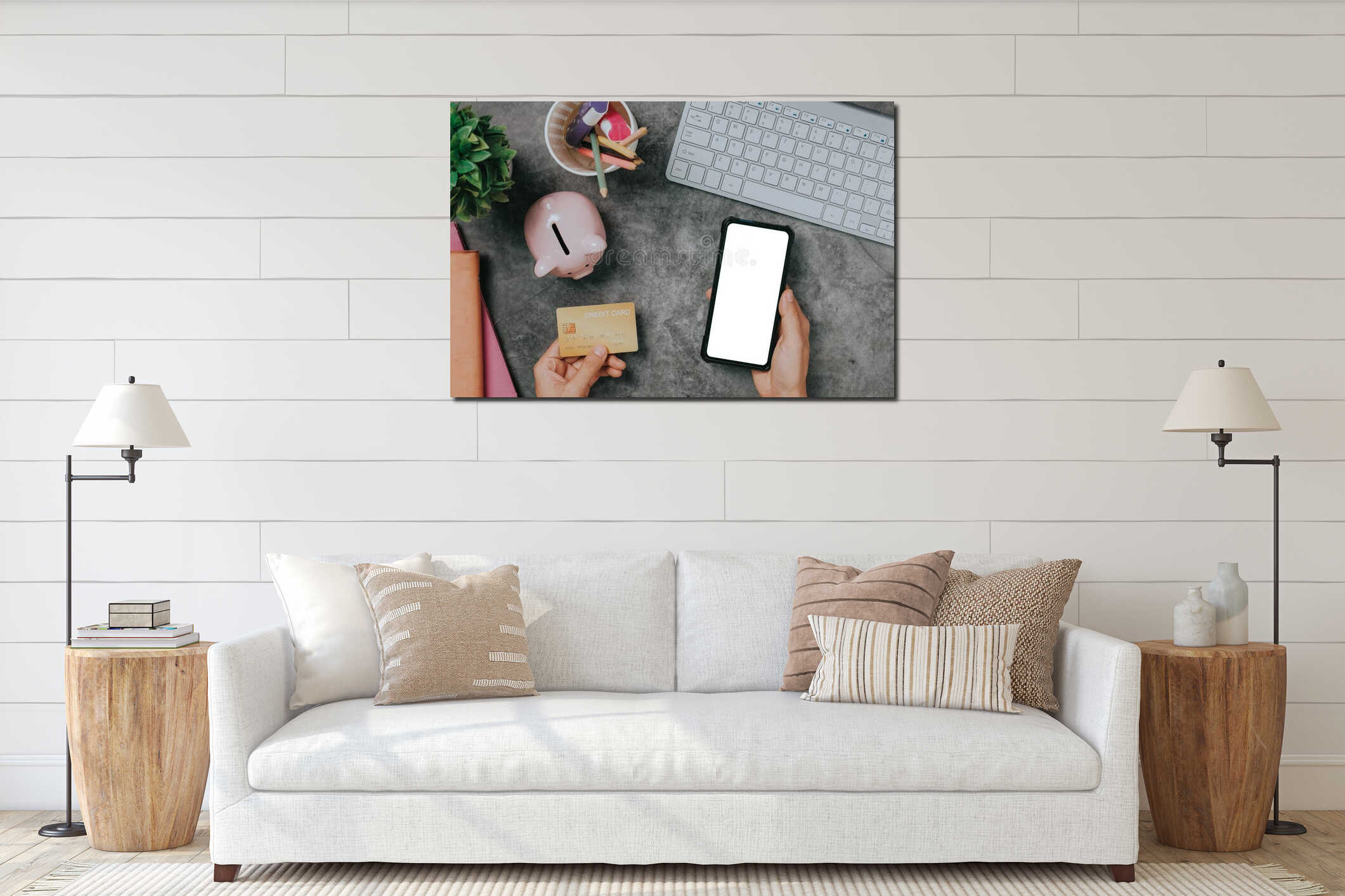 Canvas hanging interior mockup