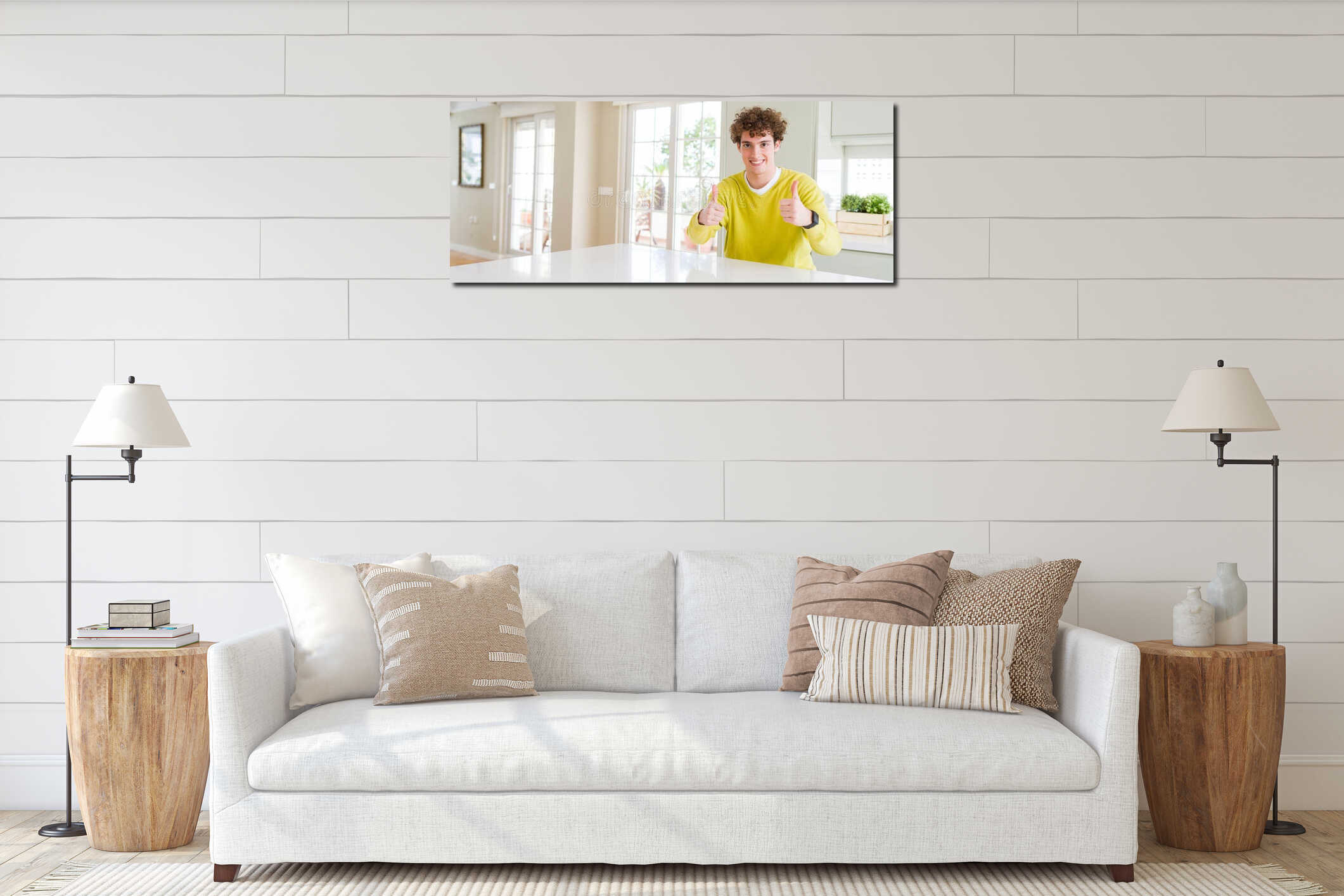 Canvas hanging interior mockup
