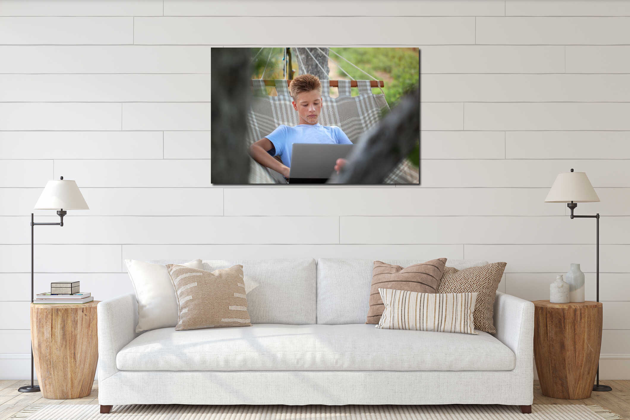 Canvas hanging interior mockup