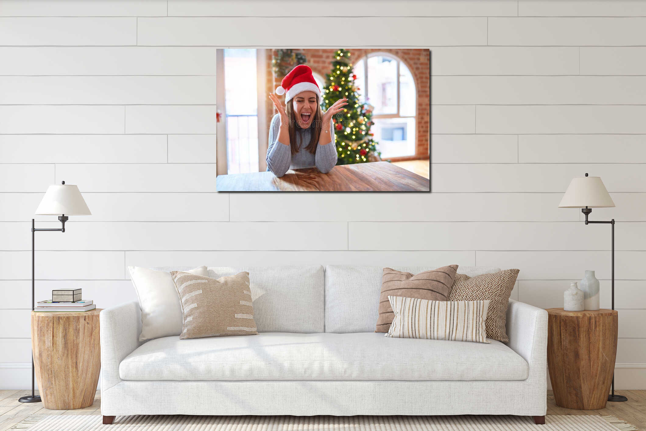Canvas hanging interior mockup