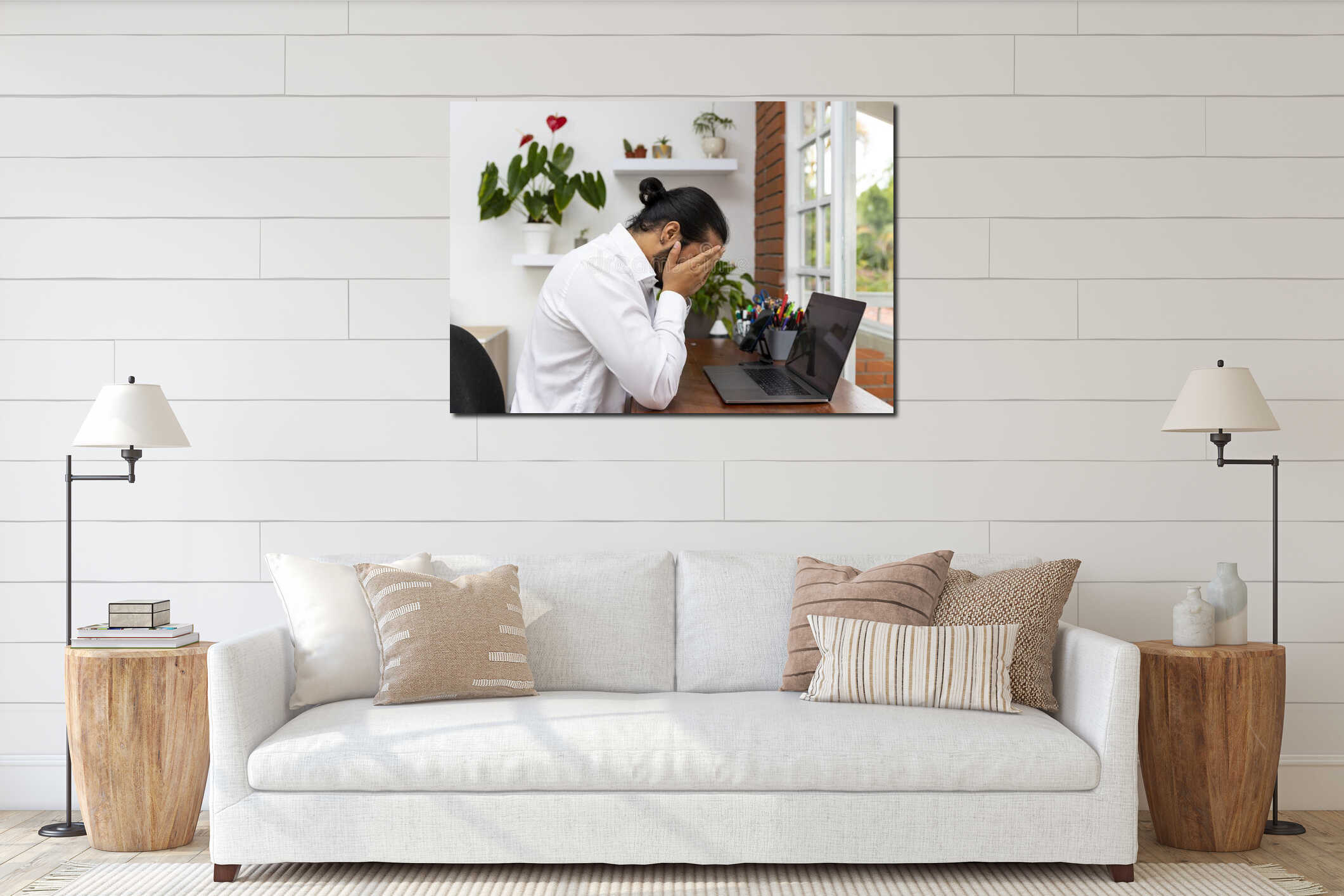 Canvas hanging interior mockup