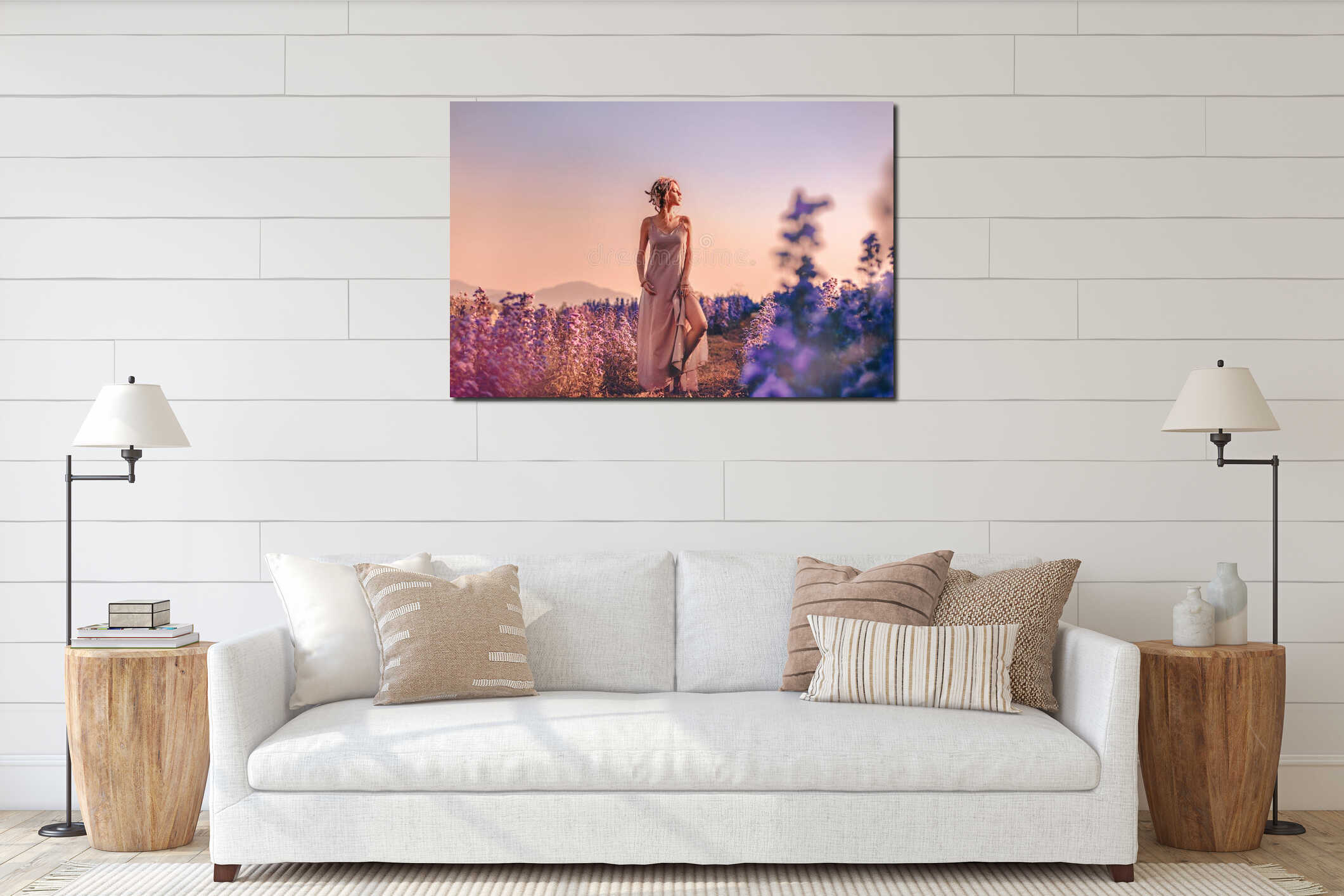 Canvas hanging interior mockup