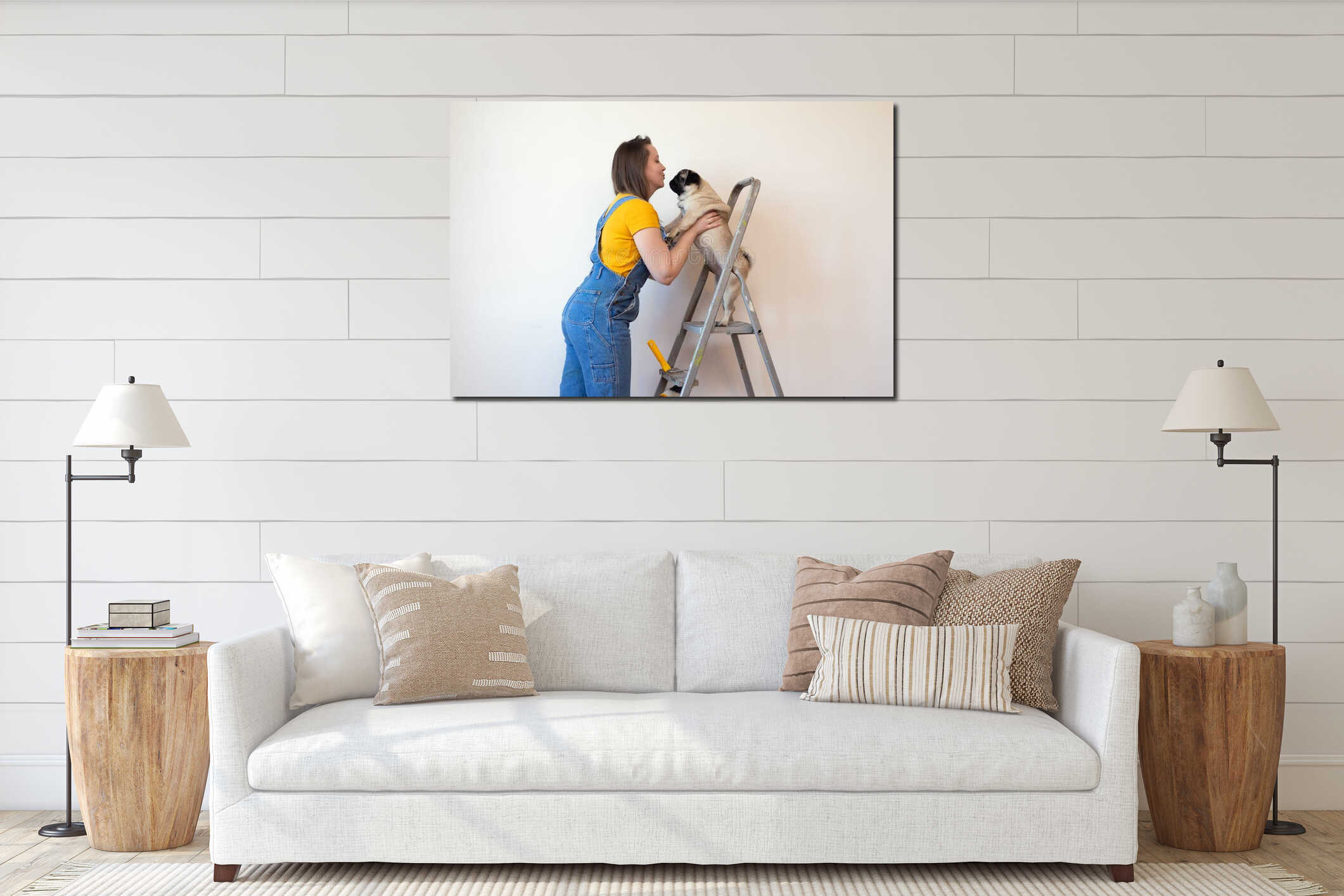 Canvas hanging interior mockup