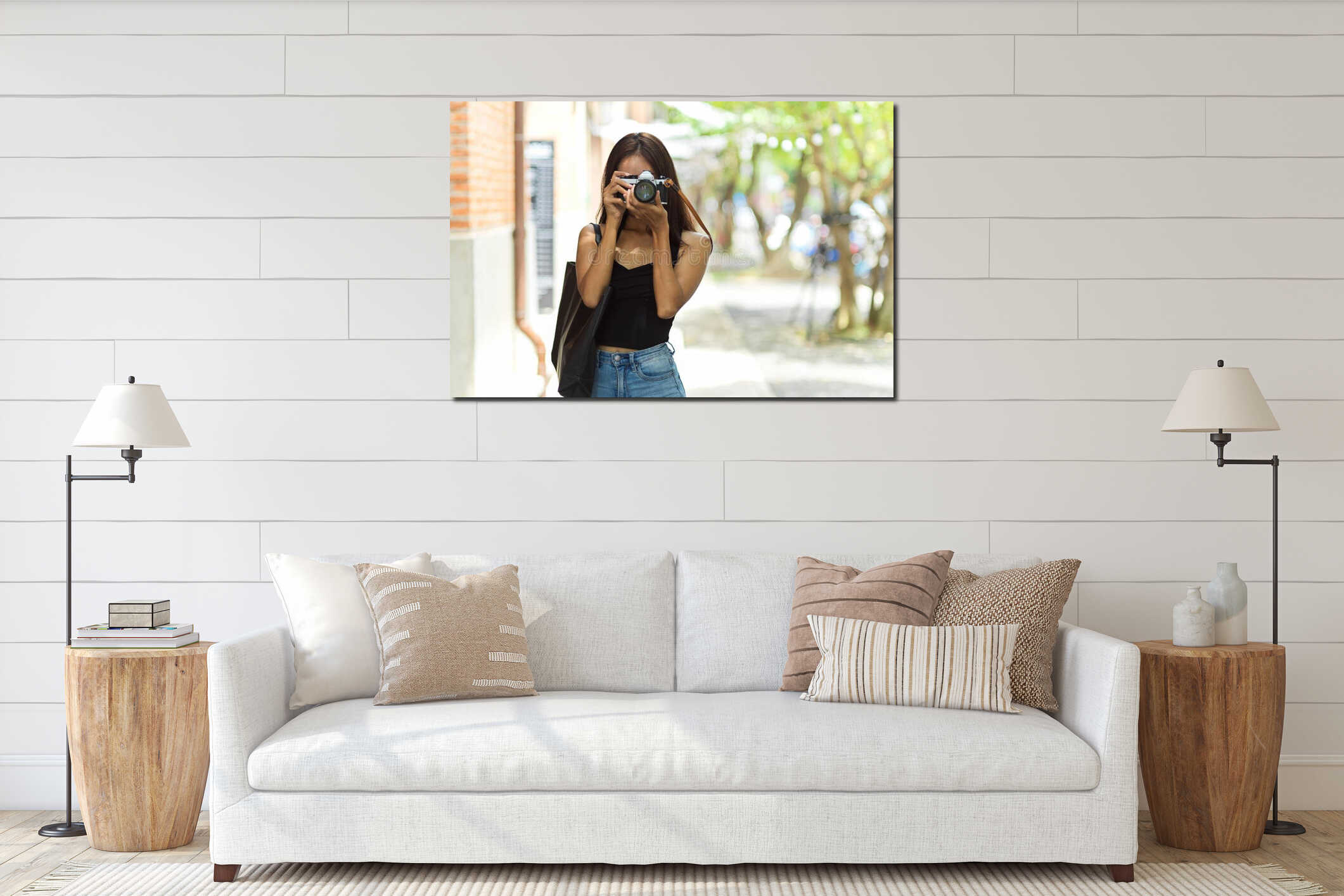 Canvas hanging interior mockup