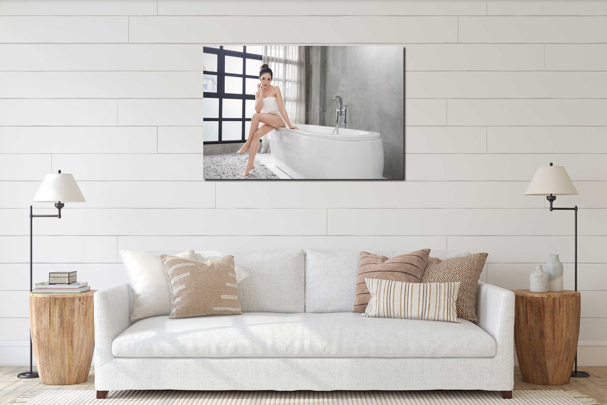 Canvas hanging interior mockup